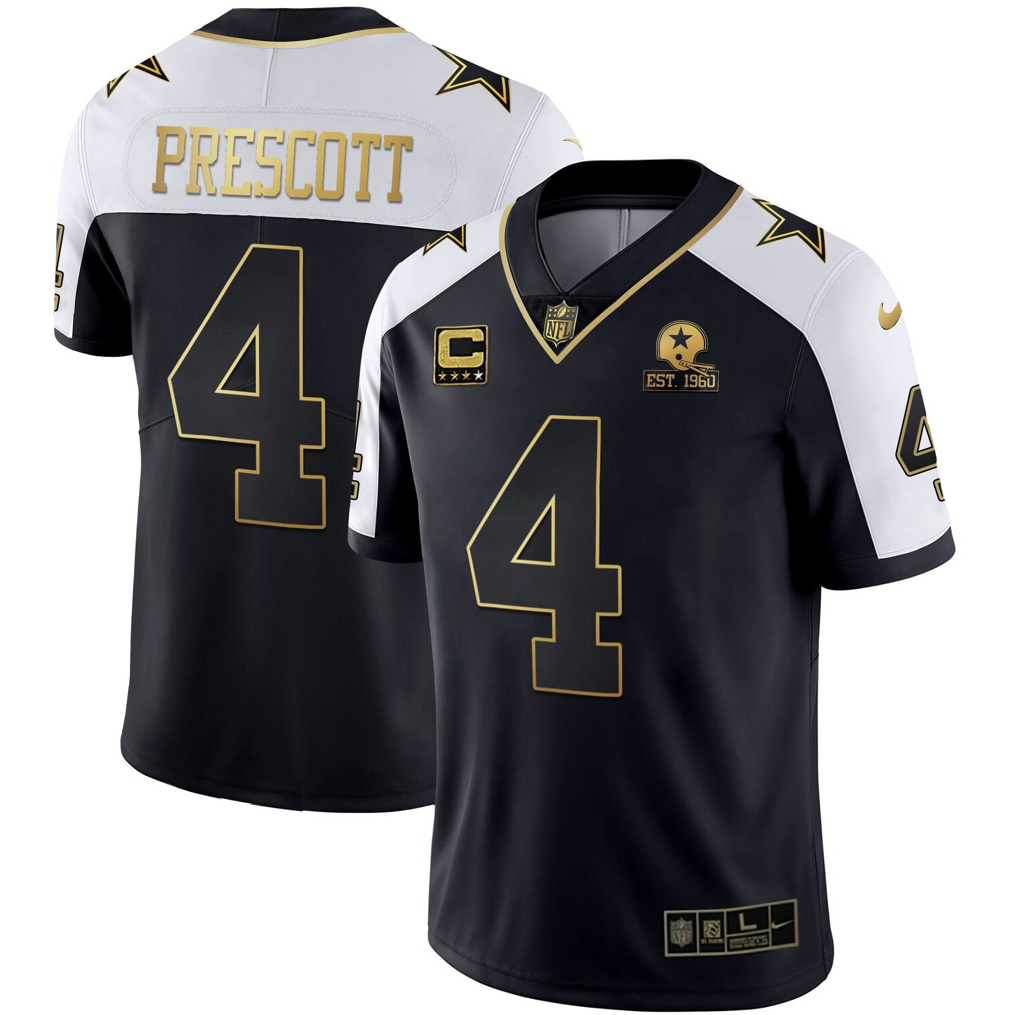 Camisa NFL Men’s Alternativa Vapor Preta Dourada & Azul Marinho Dourada Limited