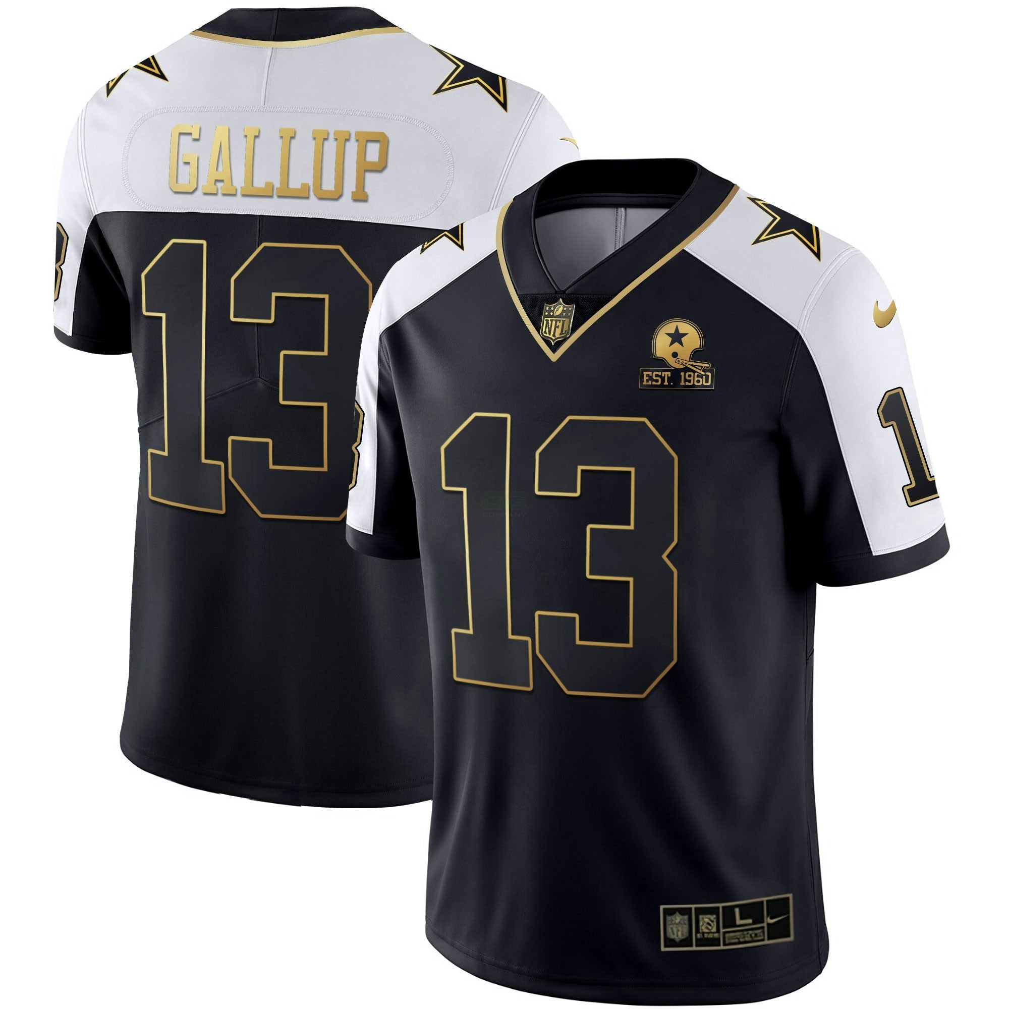 Camisa NFL Men’s Alternativa Vapor Preta Dourada & Azul Marinho Dourada Limited