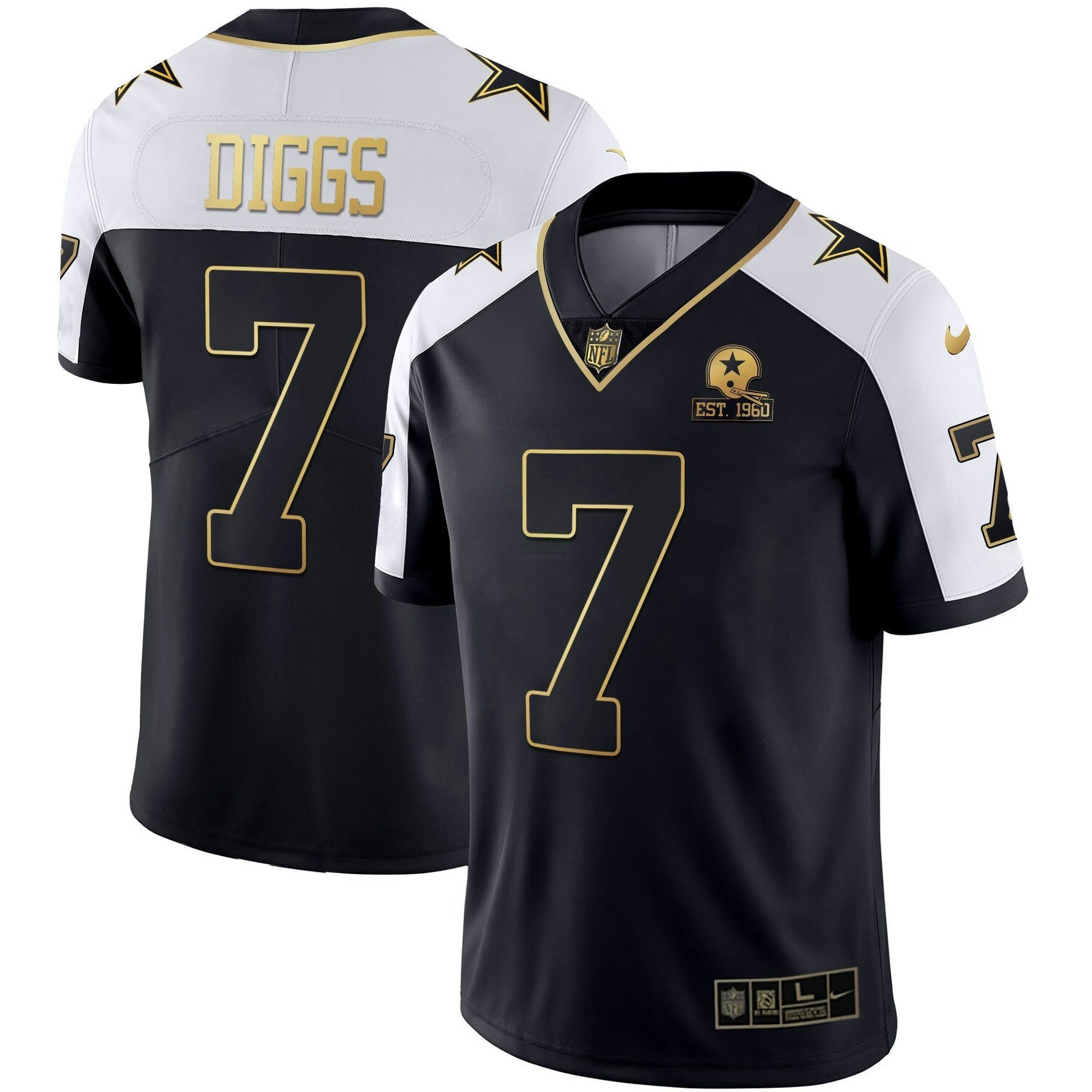 Camisa NFL Men’s Alternativa Vapor Preta Dourada & Azul Marinho Dourada Limited