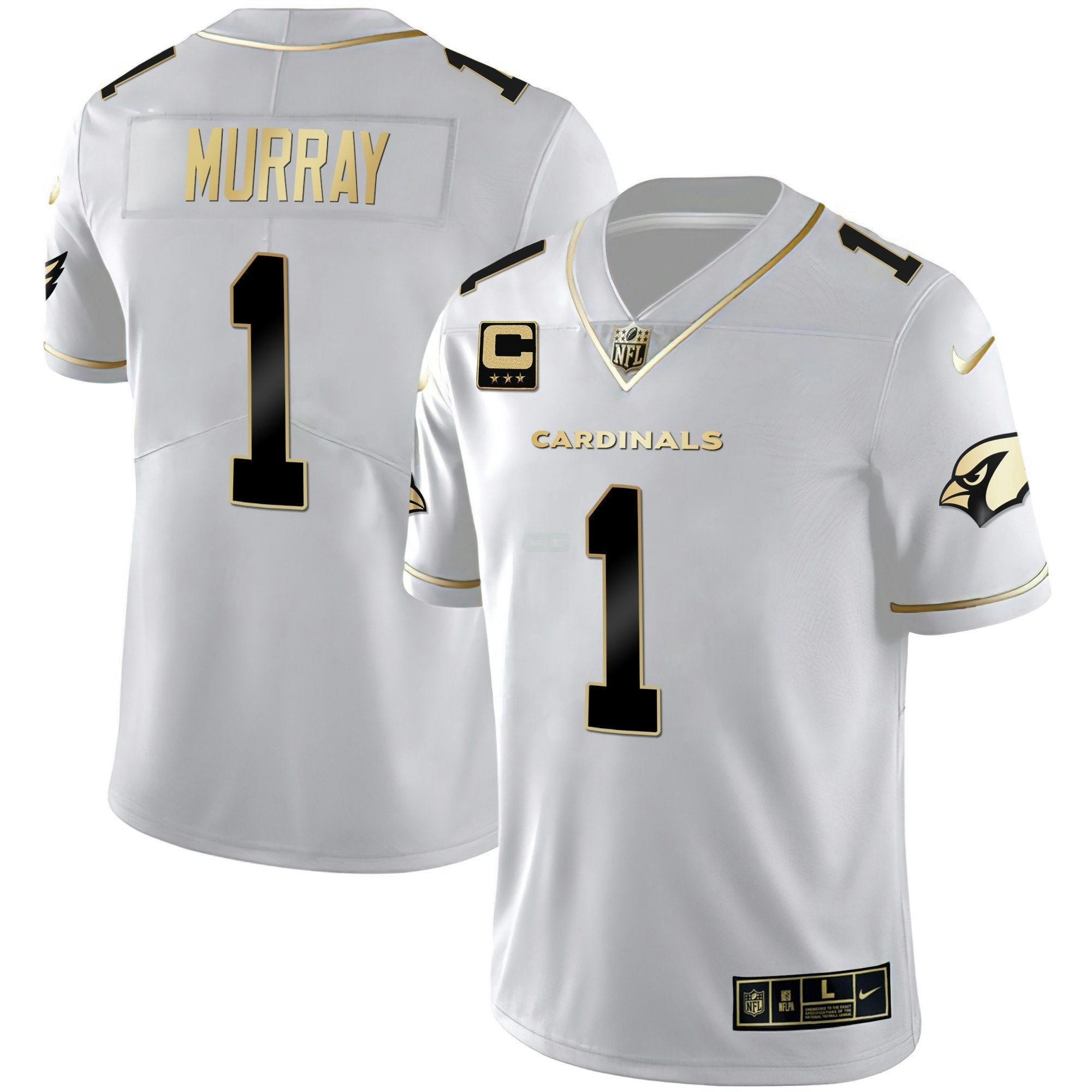 Camisa NFL Men’s Arizona Preta Dourada & Branca Dourada Vapor Limited Jersey