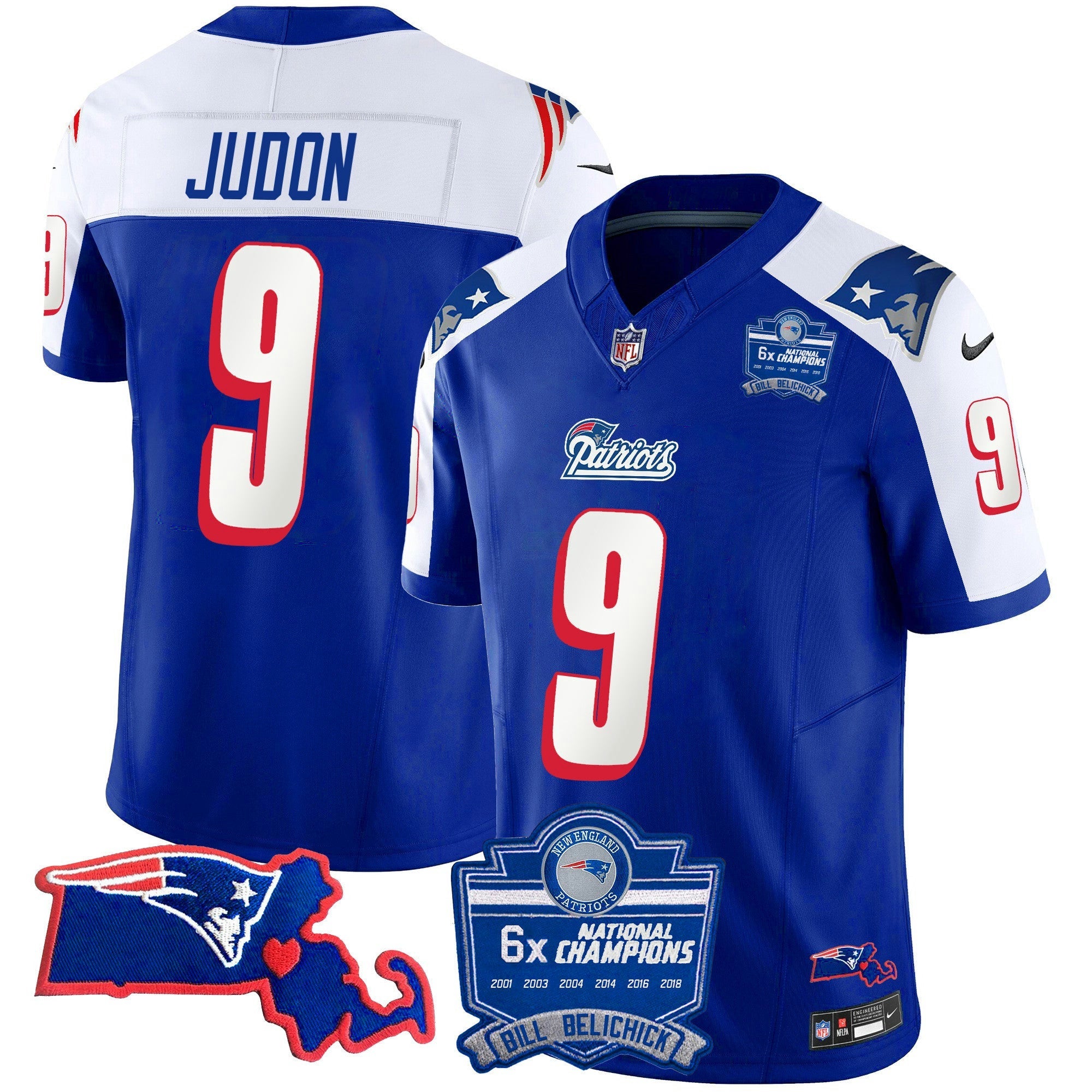 Camisa NFL Men’s Bill Belichick 6x Champions Patch Vapor Jersey
