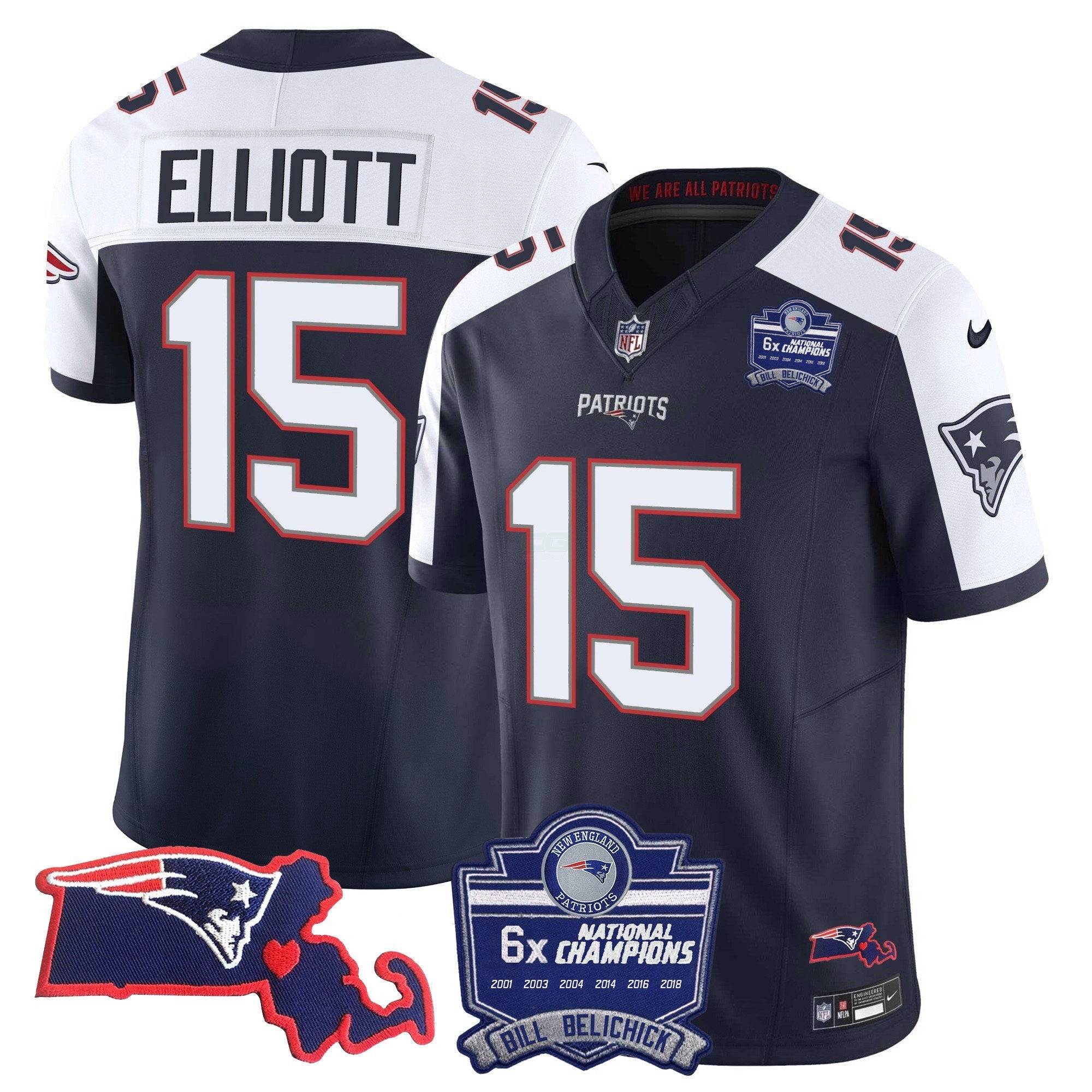 Camisa NFL Men’s Bill Belichick 6x Champions Patch Vapor Jersey
