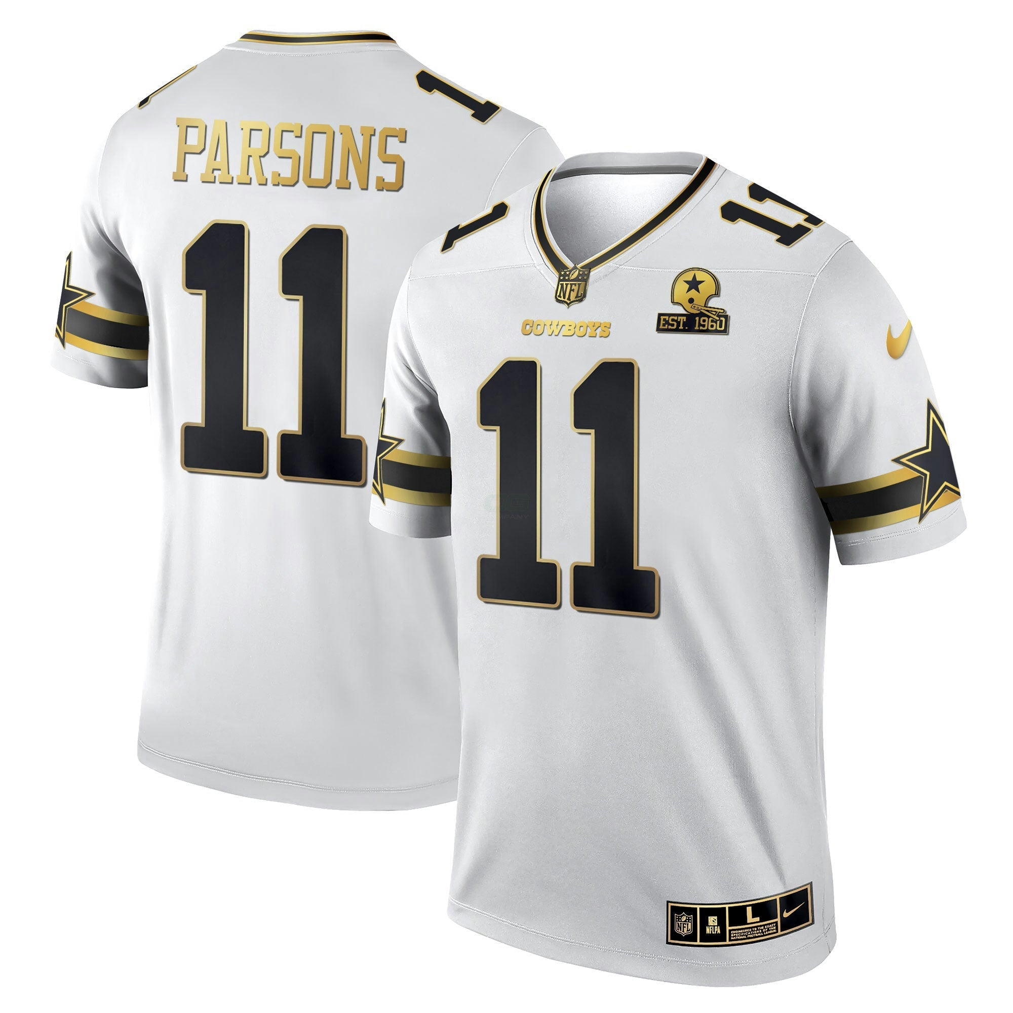 Camisa NFL Men’s Black & Branca Dourada Game Team Est 1960 Patch