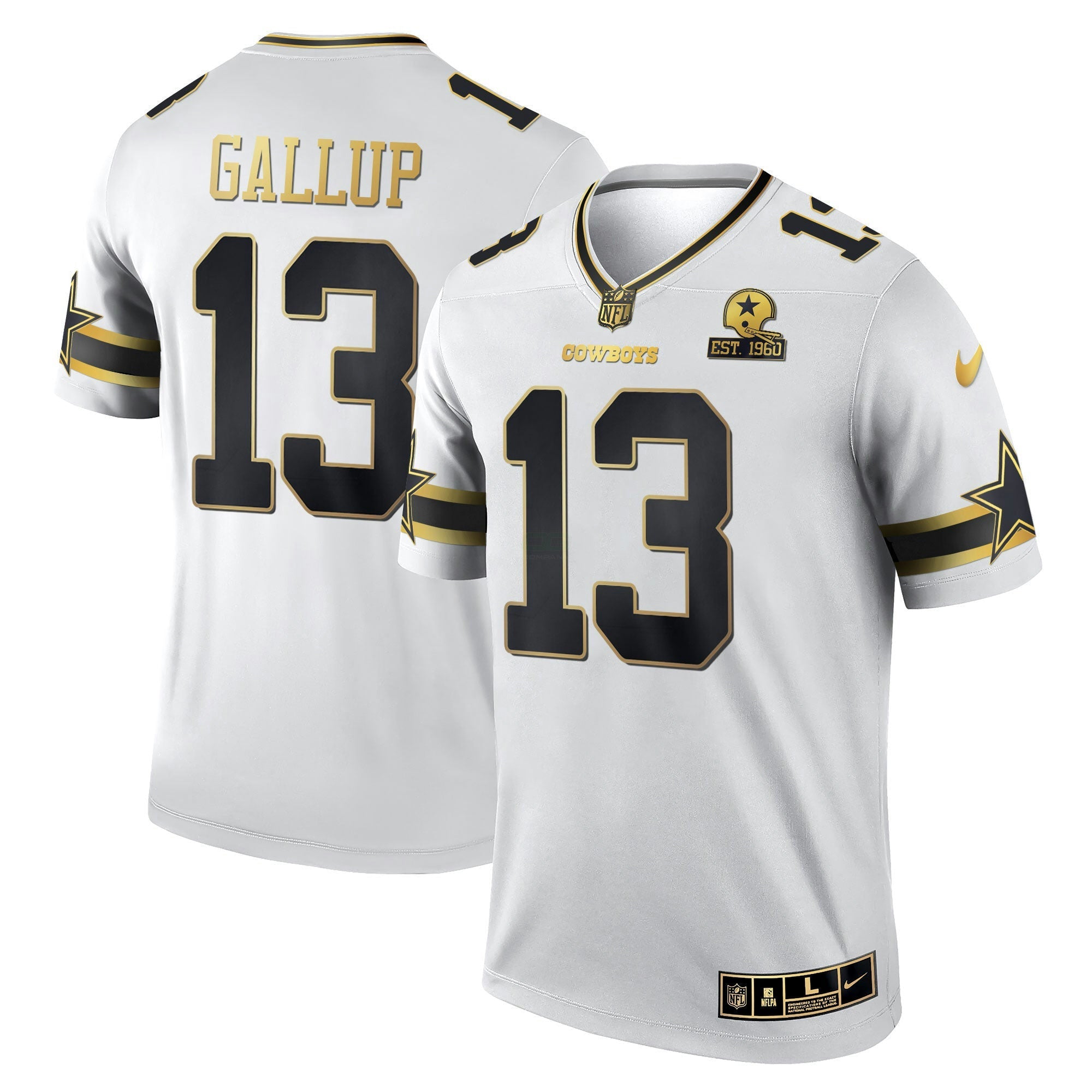Camisa NFL Men’s Black & Branca Dourada Game Team Est 1960 Patch