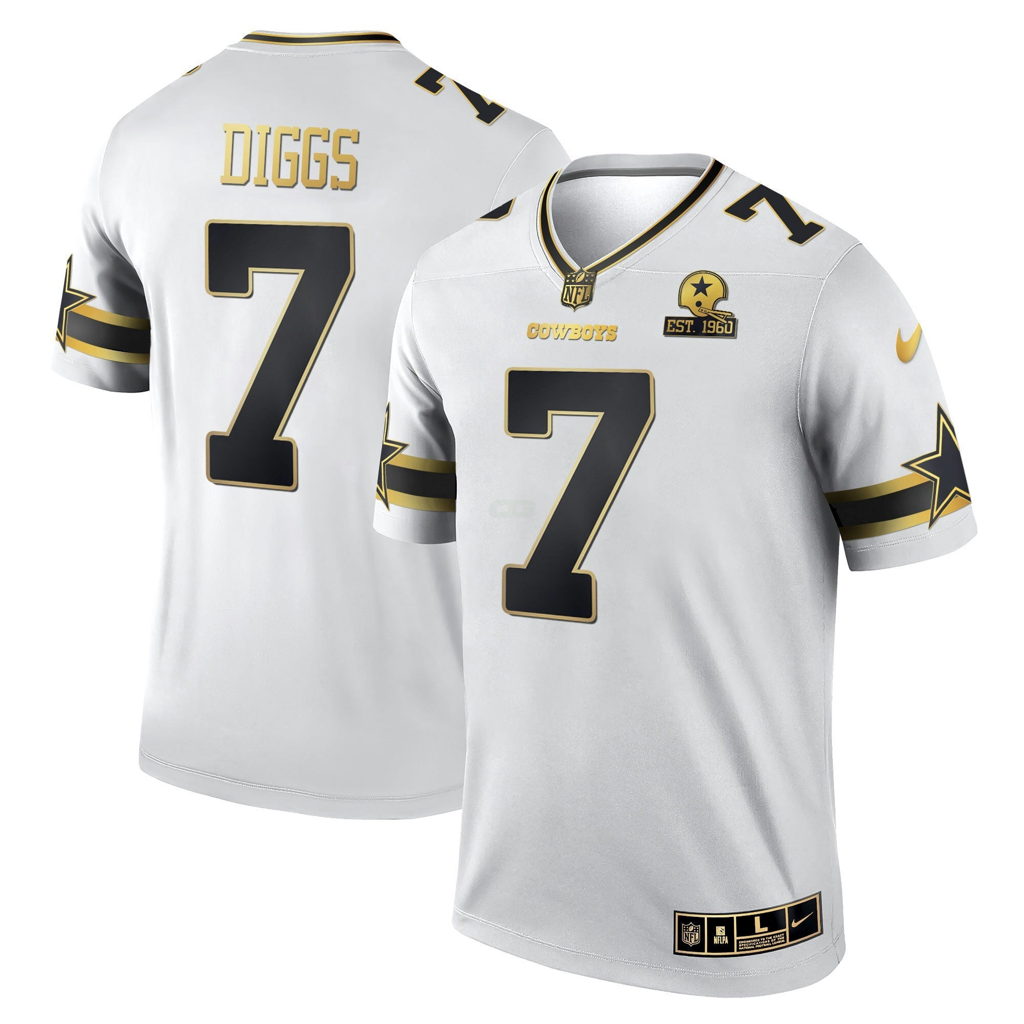 Camisa NFL Men’s Black & Branca Dourada Game Team Est 1960 Patch