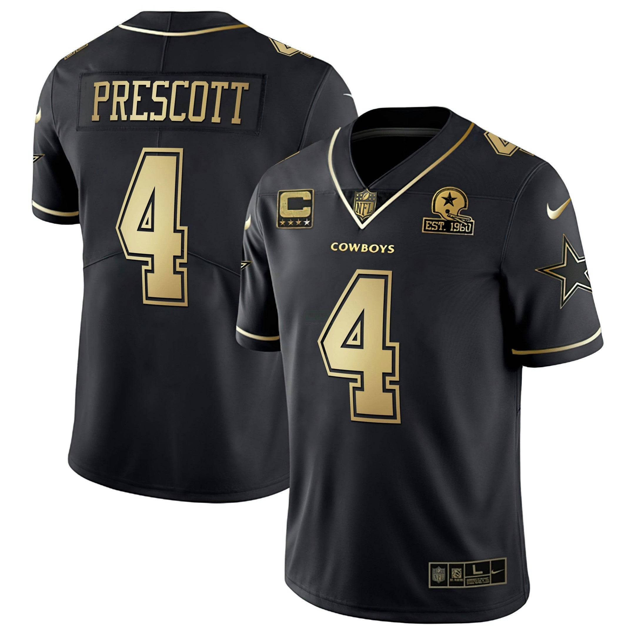 Camisa NFL Men’s Black & Branca Dourada Vapor Limited