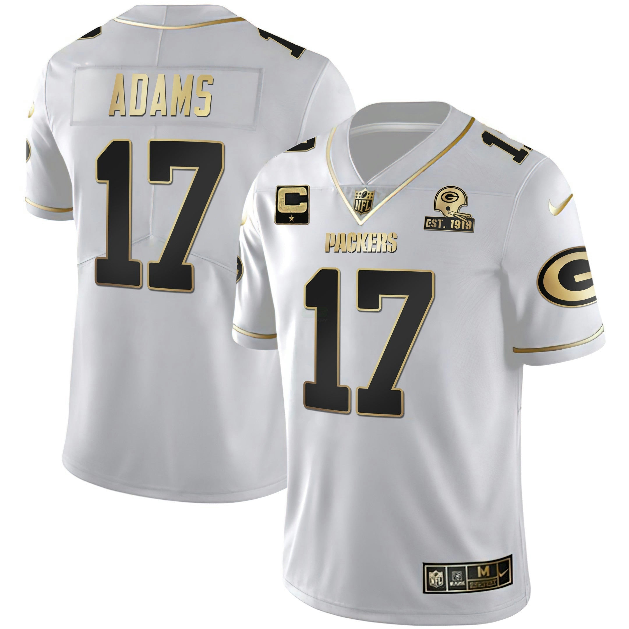 Camisa NFL Men’s Branca Dourada & Preta Dourada Est 1919 Patch