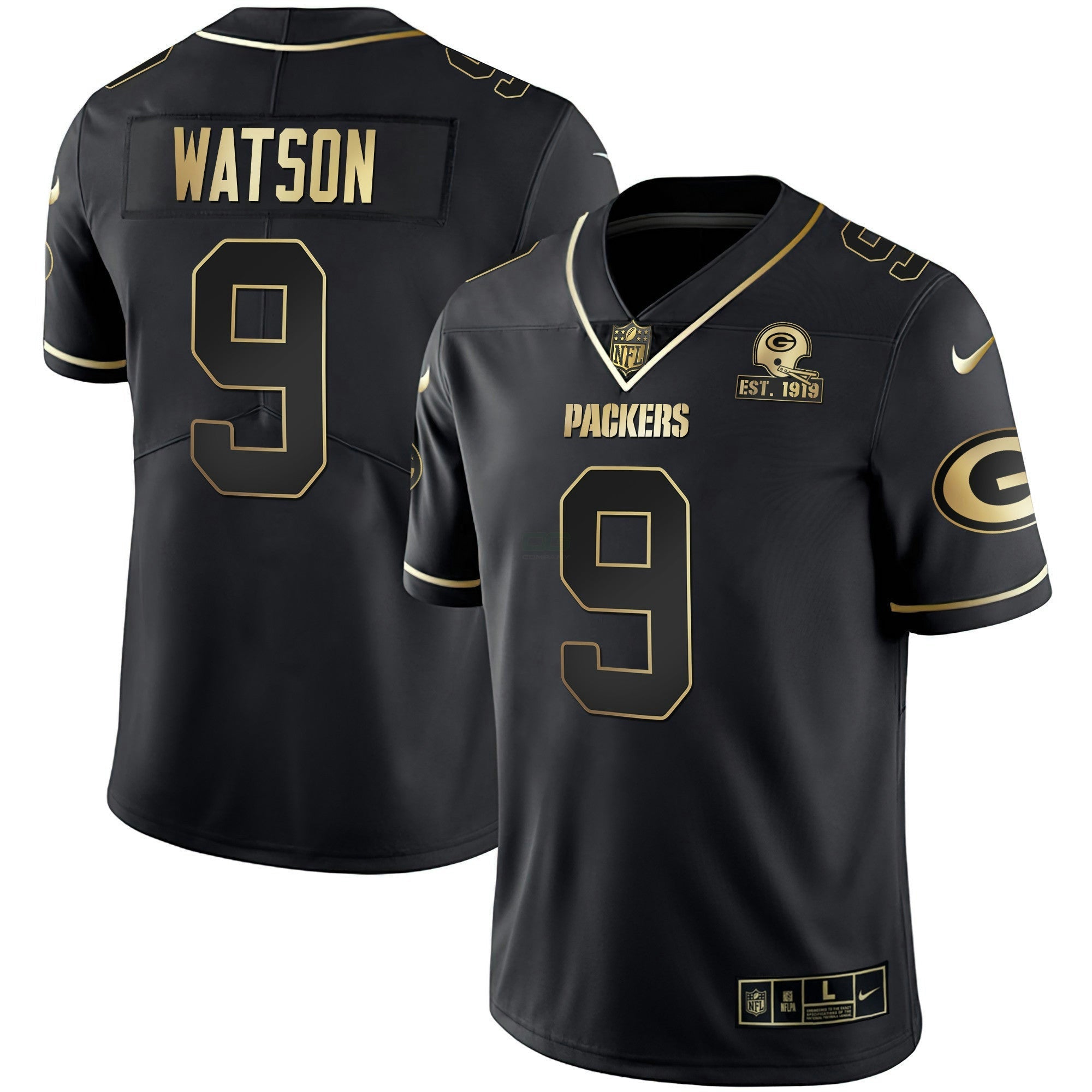 Camisa NFL Men’s Branca Dourada & Preta Dourada Est 1919 Patch
