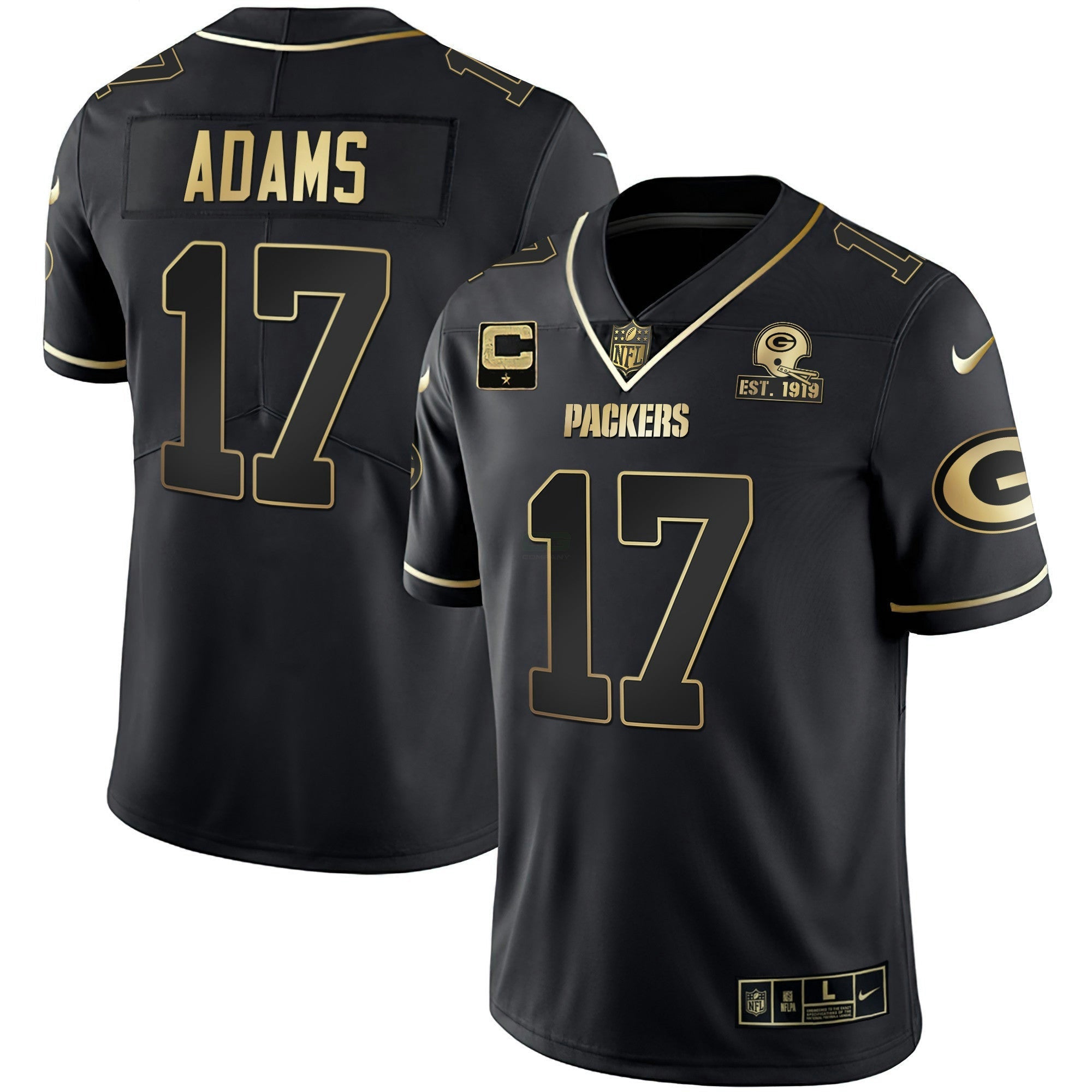 Camisa NFL Men’s Branca Dourada & Preta Dourada Est 1919 Patch