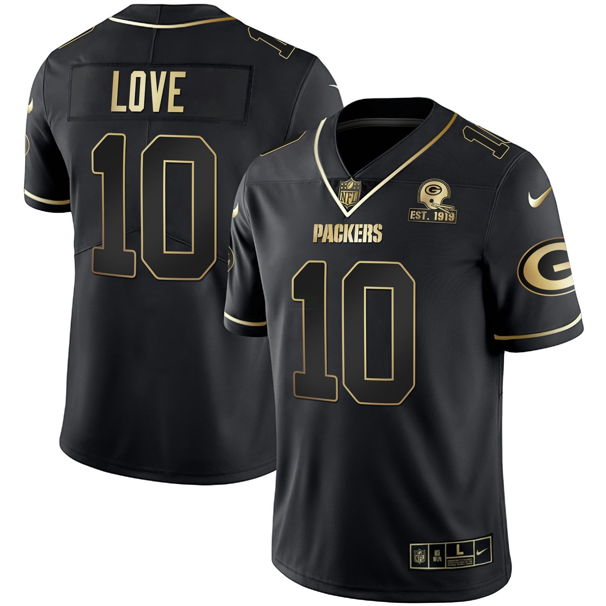 Camisa NFL Men’s Branca Dourada & Preta Dourada Est 1919 Patch