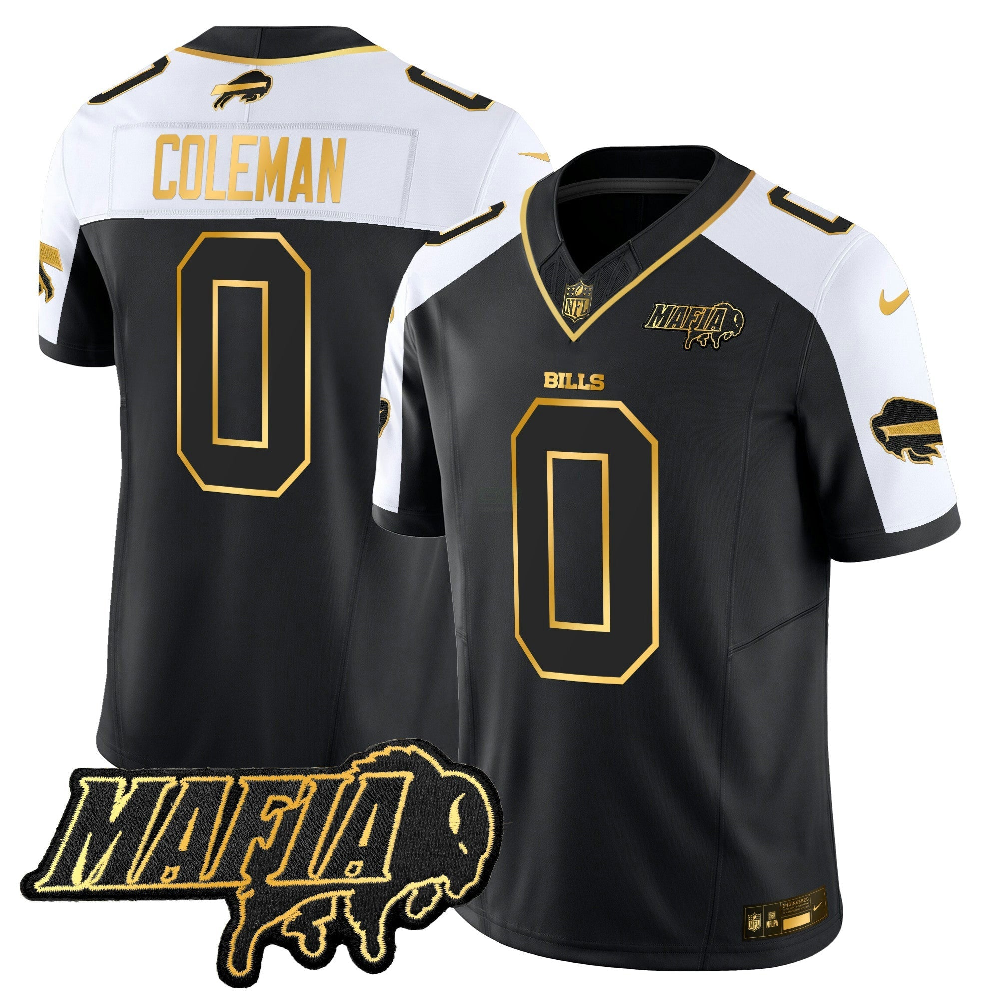 Camisa NFL Men’s Buffalo 2025 Mafia Patch Dourada Vapor Limited Jersey