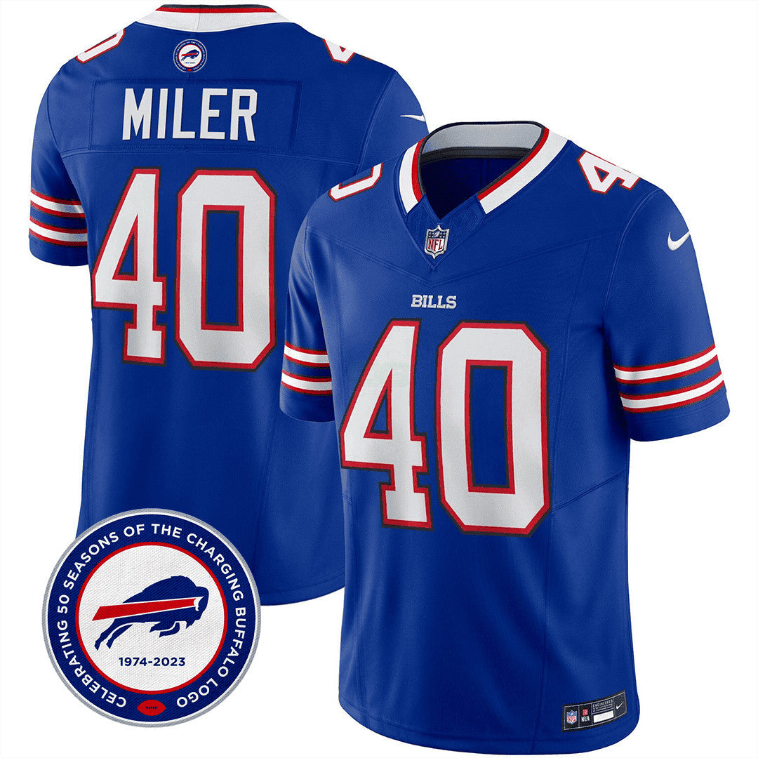 Camisa NFL Men’s Buffalo 50th Charging Logo Patch Vapor Limited Jersey