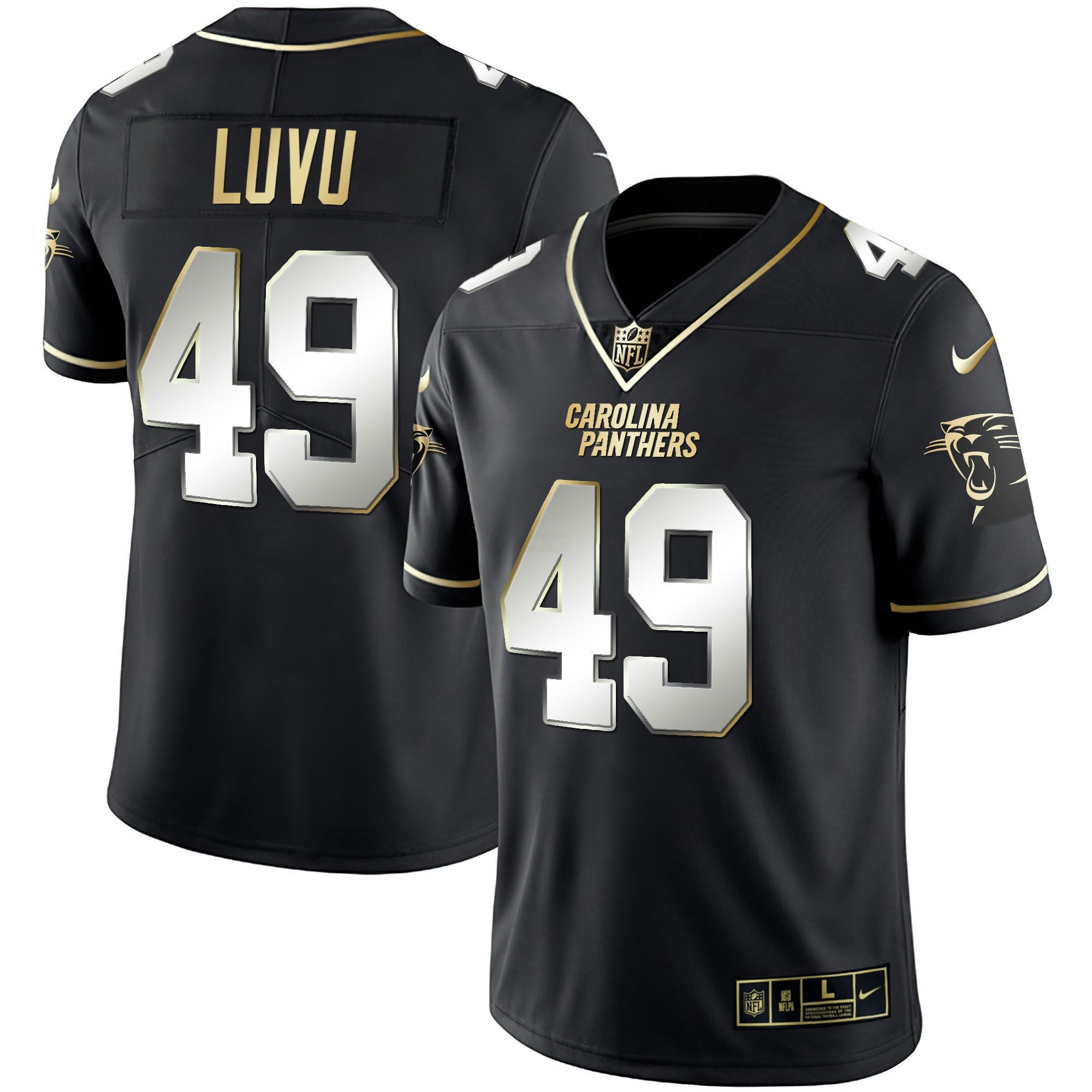 Camisa NFL Men’s Carolina Preta Dourada & Branca Dourada Vapor Limited Jersey