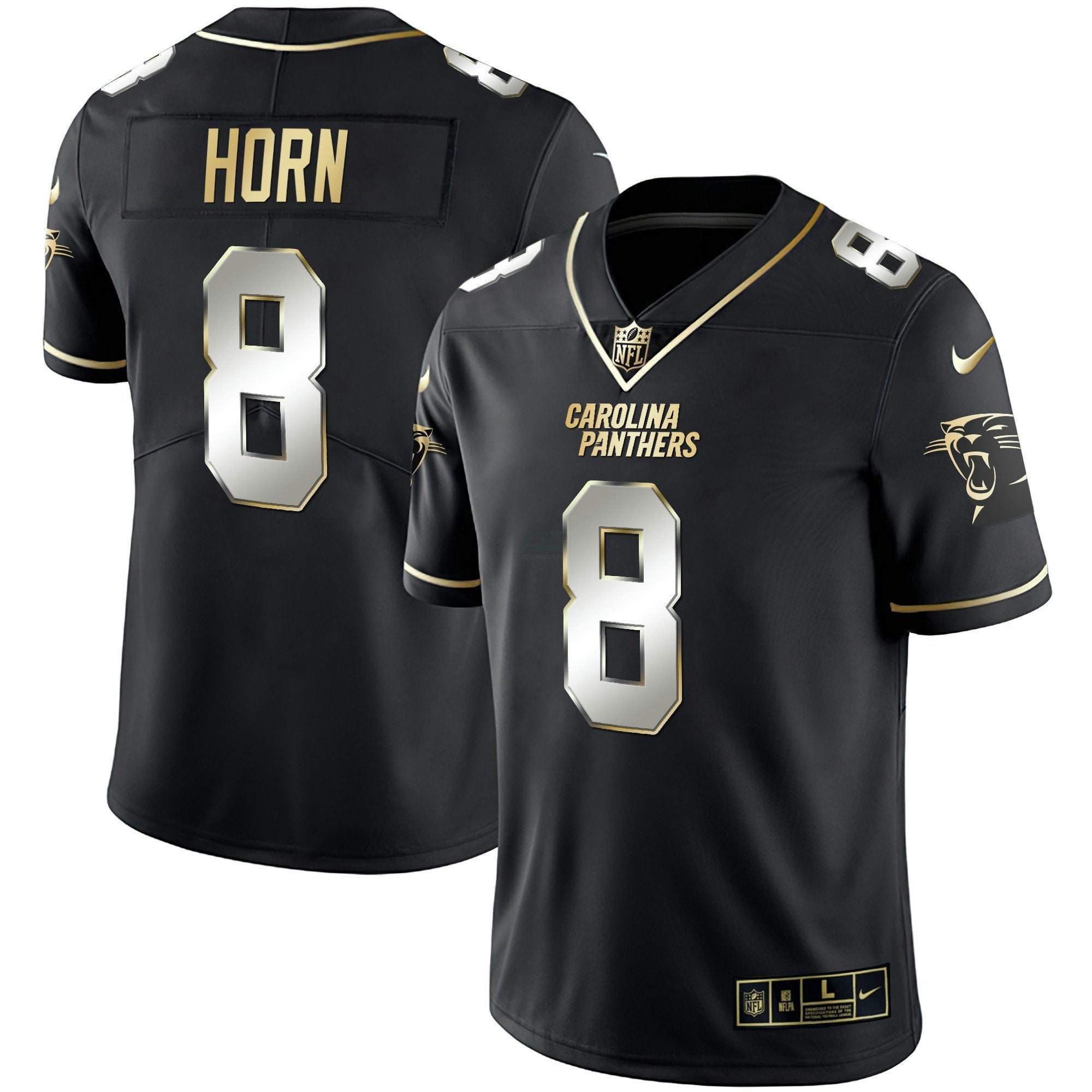 Camisa NFL Men’s Carolina Preta Dourada & Branca Dourada Vapor Limited Jersey