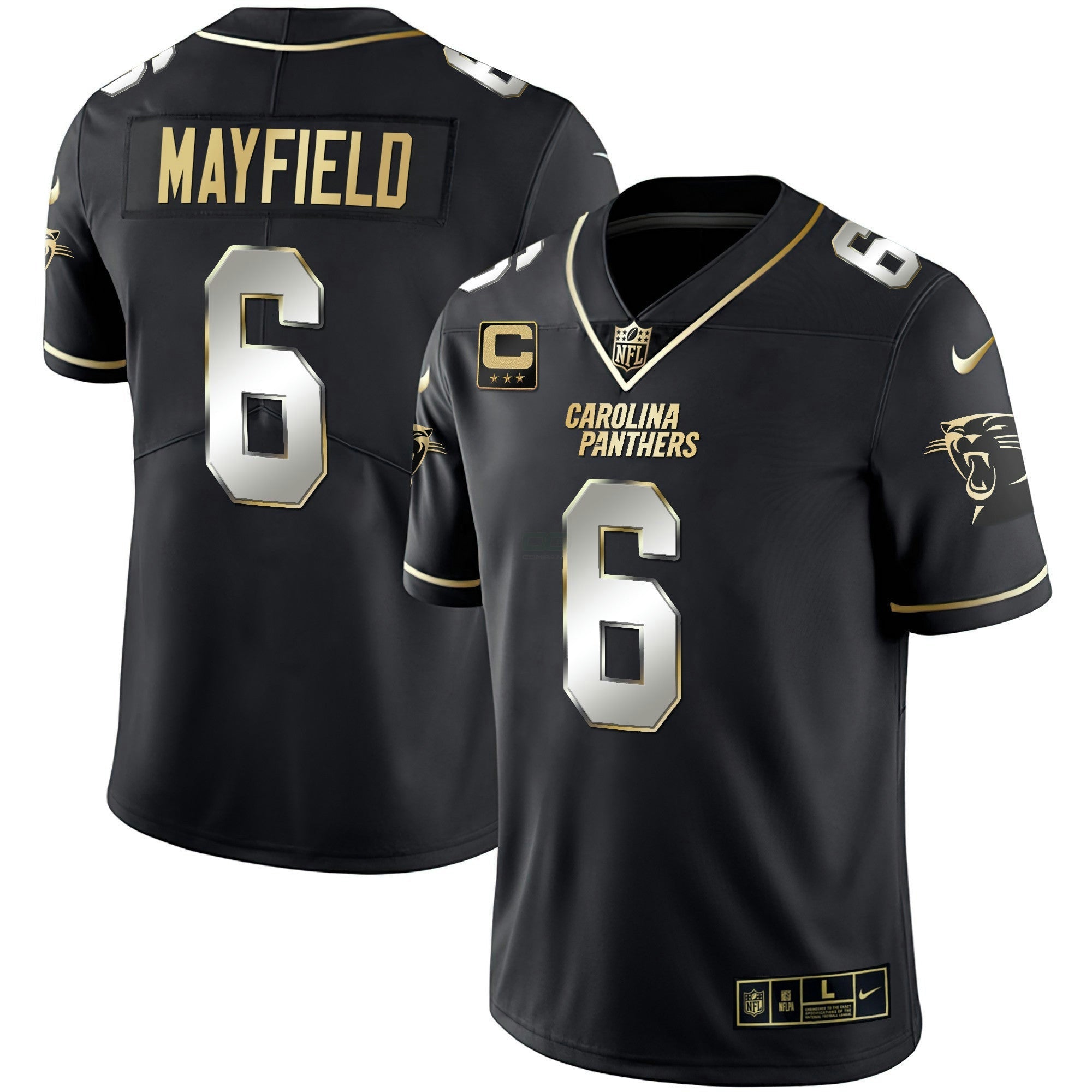 Camisa NFL Men’s Carolina Preta Dourada & Branca Dourada Vapor Limited Jersey
