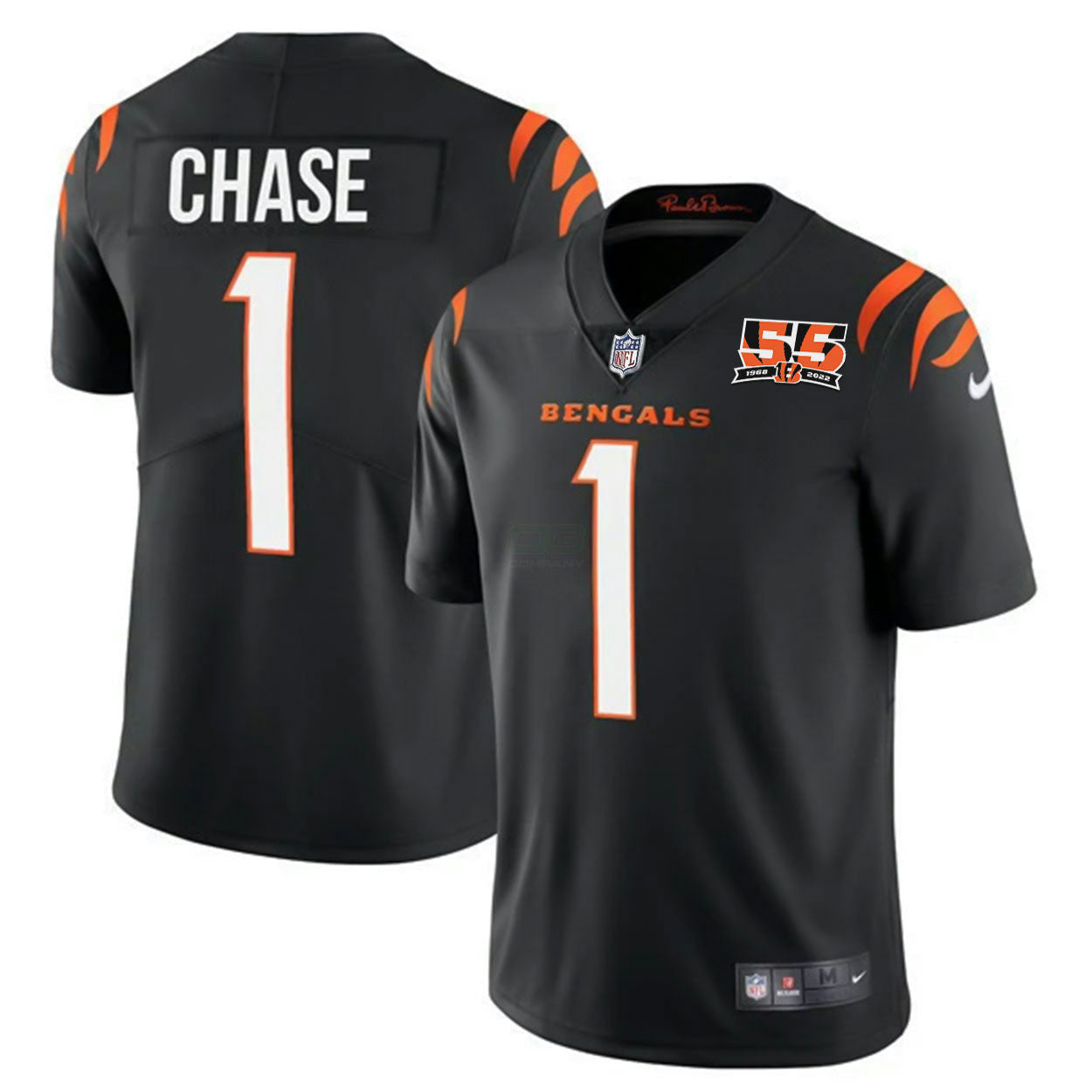 Camisa NFL Men’s Cincinnati 55th 1968 – 2022 Anniversary Patch Player Vapor Limited Jersey