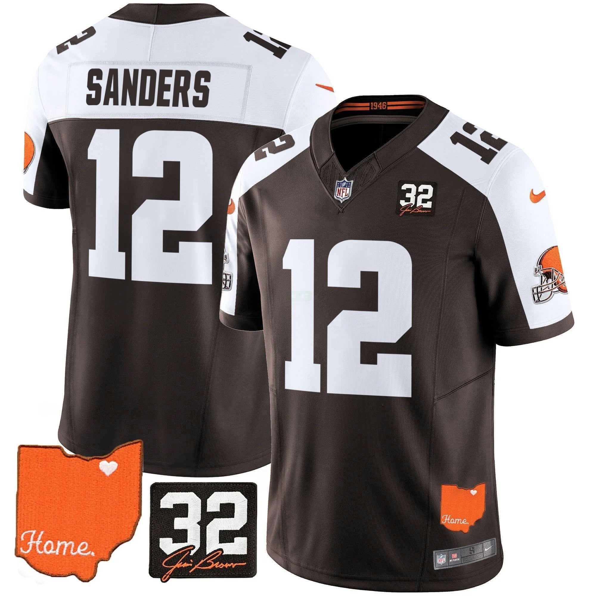 Camisa NFL Men’s Cleveland 2025 Jim Brown Memorial & Home Patch Vapor Limited Jersey