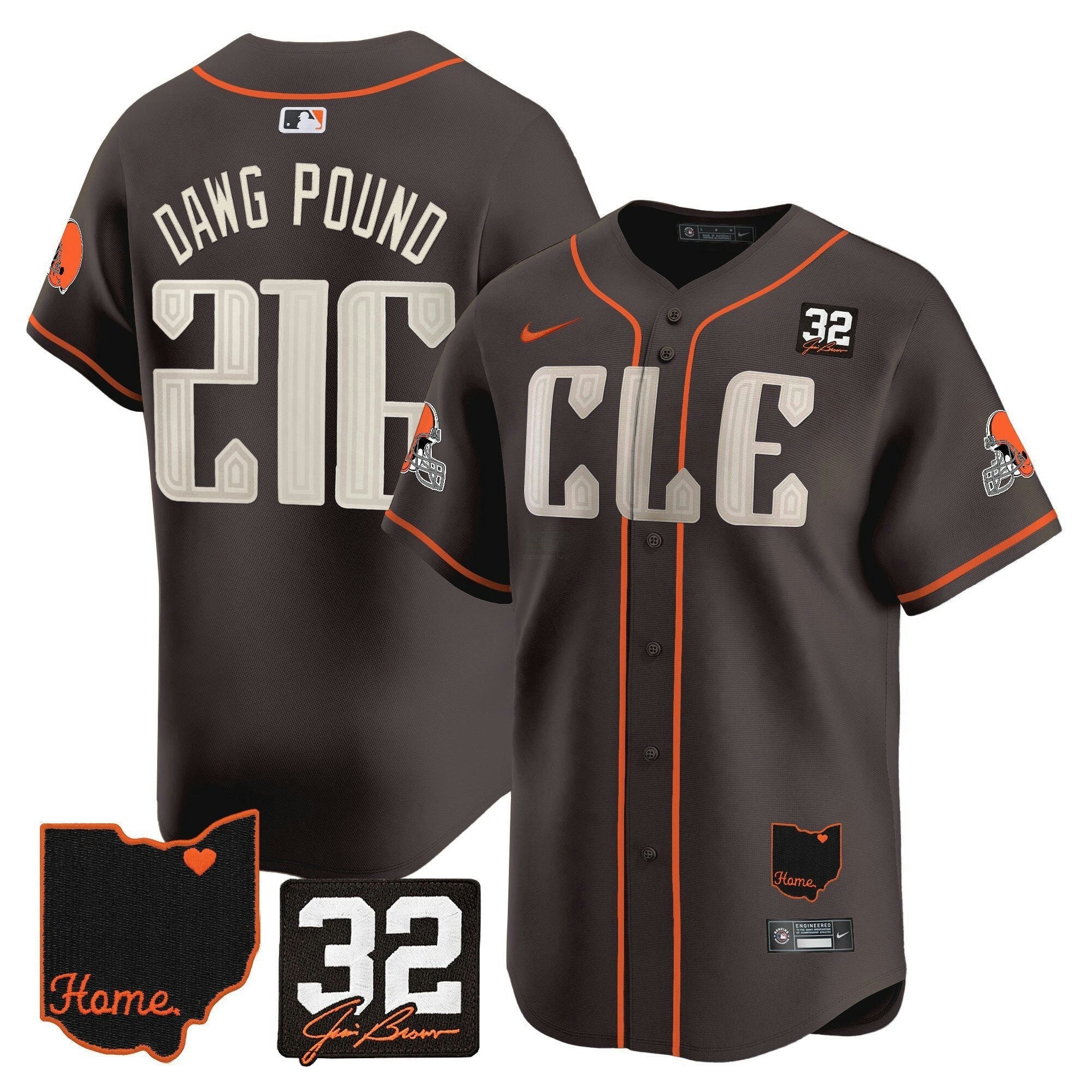 Camisa NFL Men’s Cleveland 2025 Jim Brown Memorial & Home Patch Vapor Premier Limited Jersey