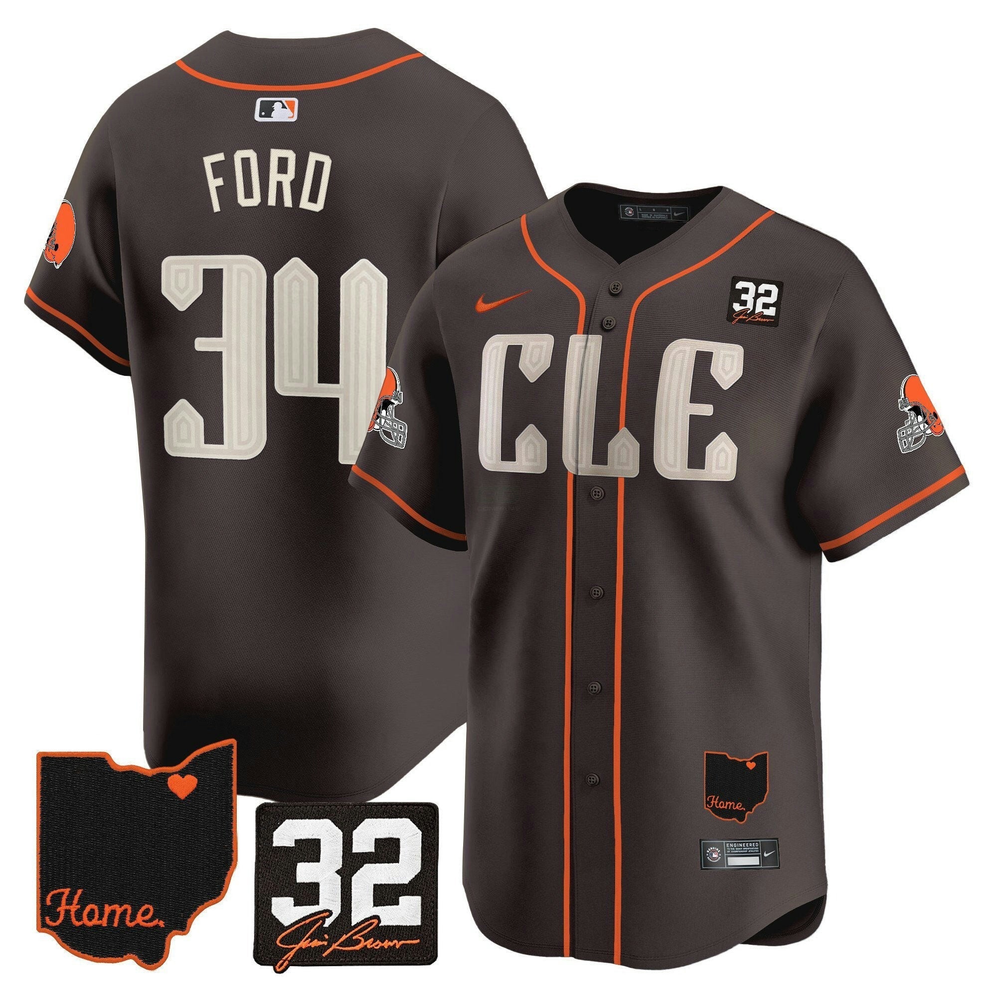 Camisa NFL Men’s Cleveland 2025 Jim Brown Memorial & Home Patch Vapor Premier Limited Jersey