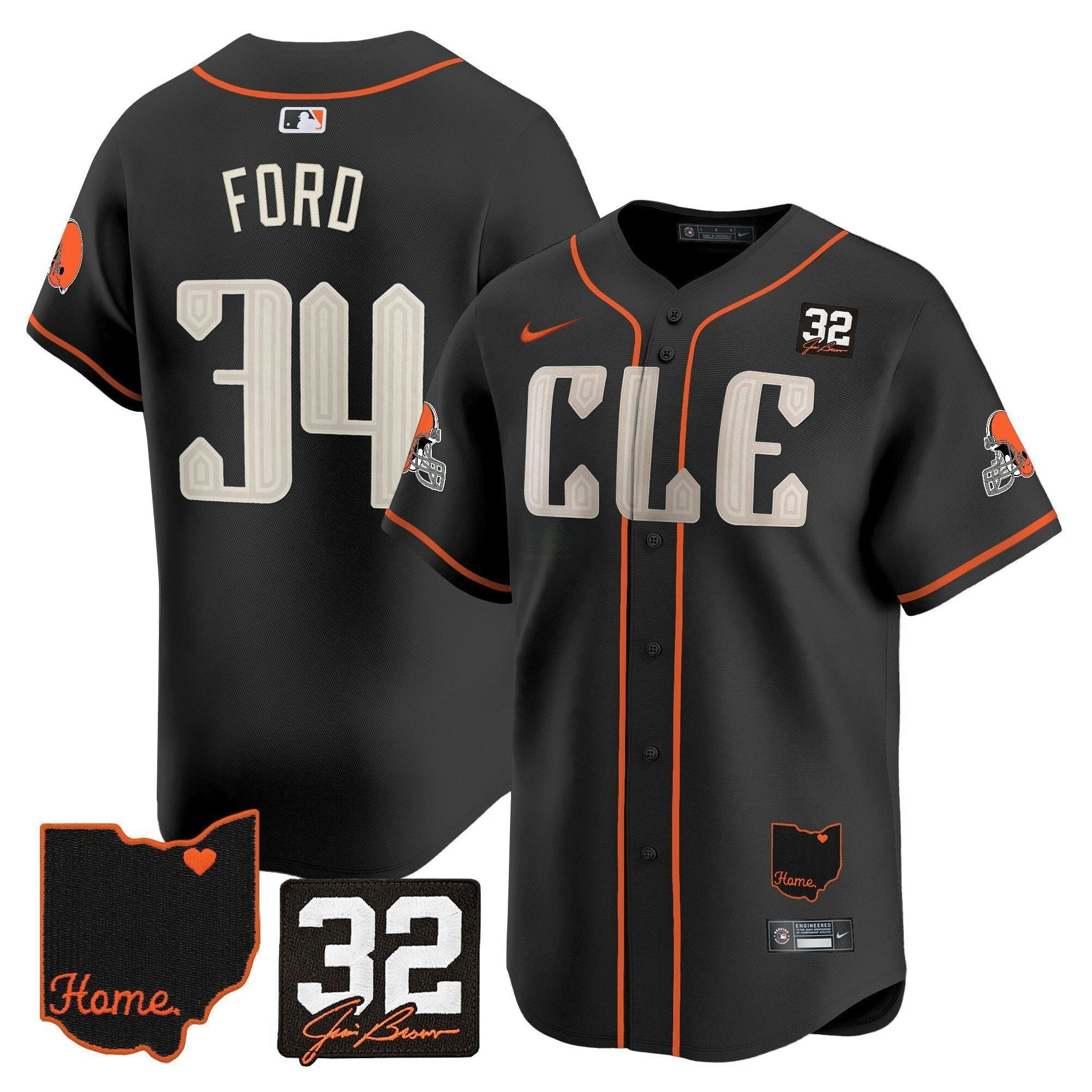 Camisa NFL Men’s Cleveland 2025 Jim Brown Memorial & Home Patch Vapor Premier Limited Jersey