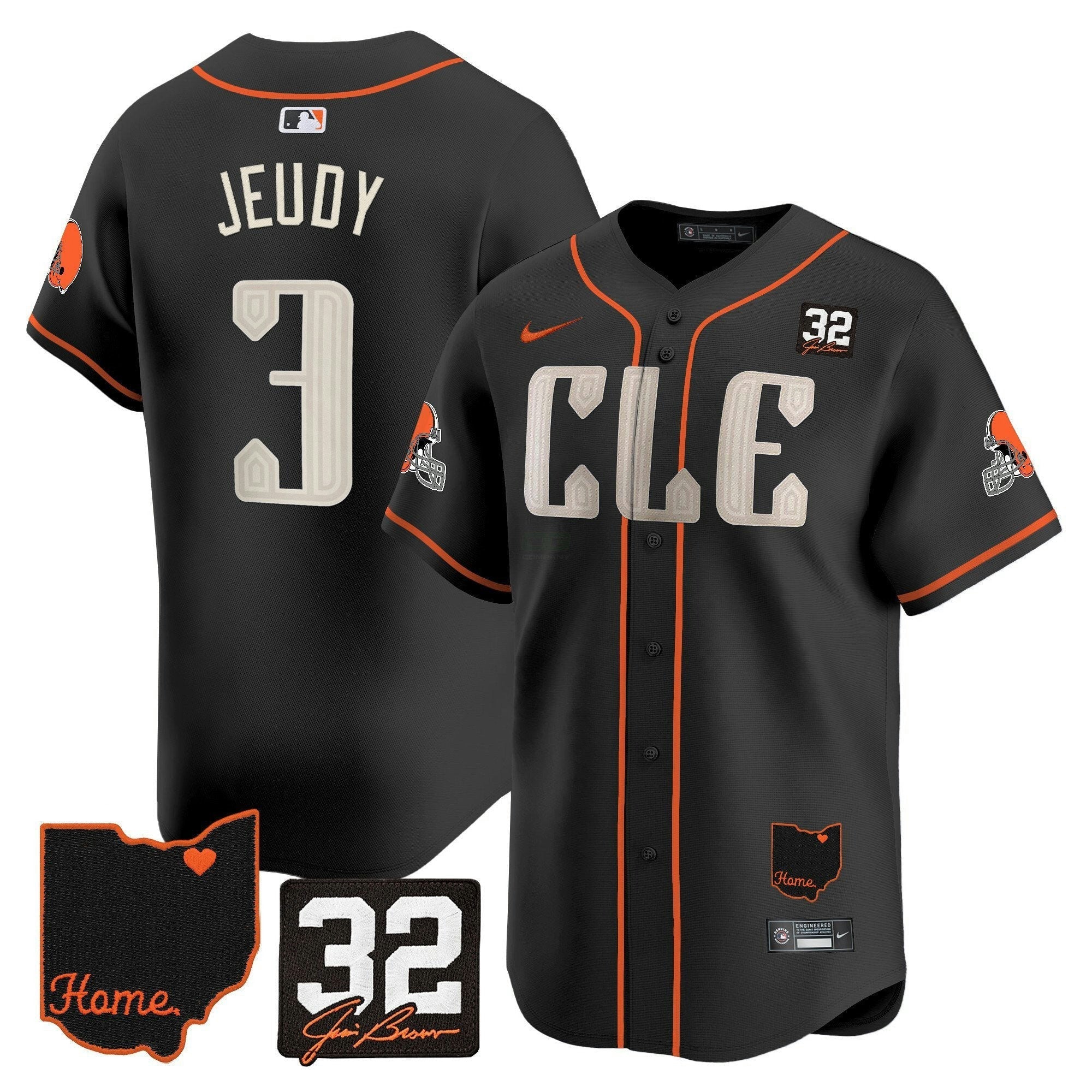 Camisa NFL Men’s Cleveland 2025 Jim Brown Memorial & Home Patch Vapor Premier Limited Jersey
