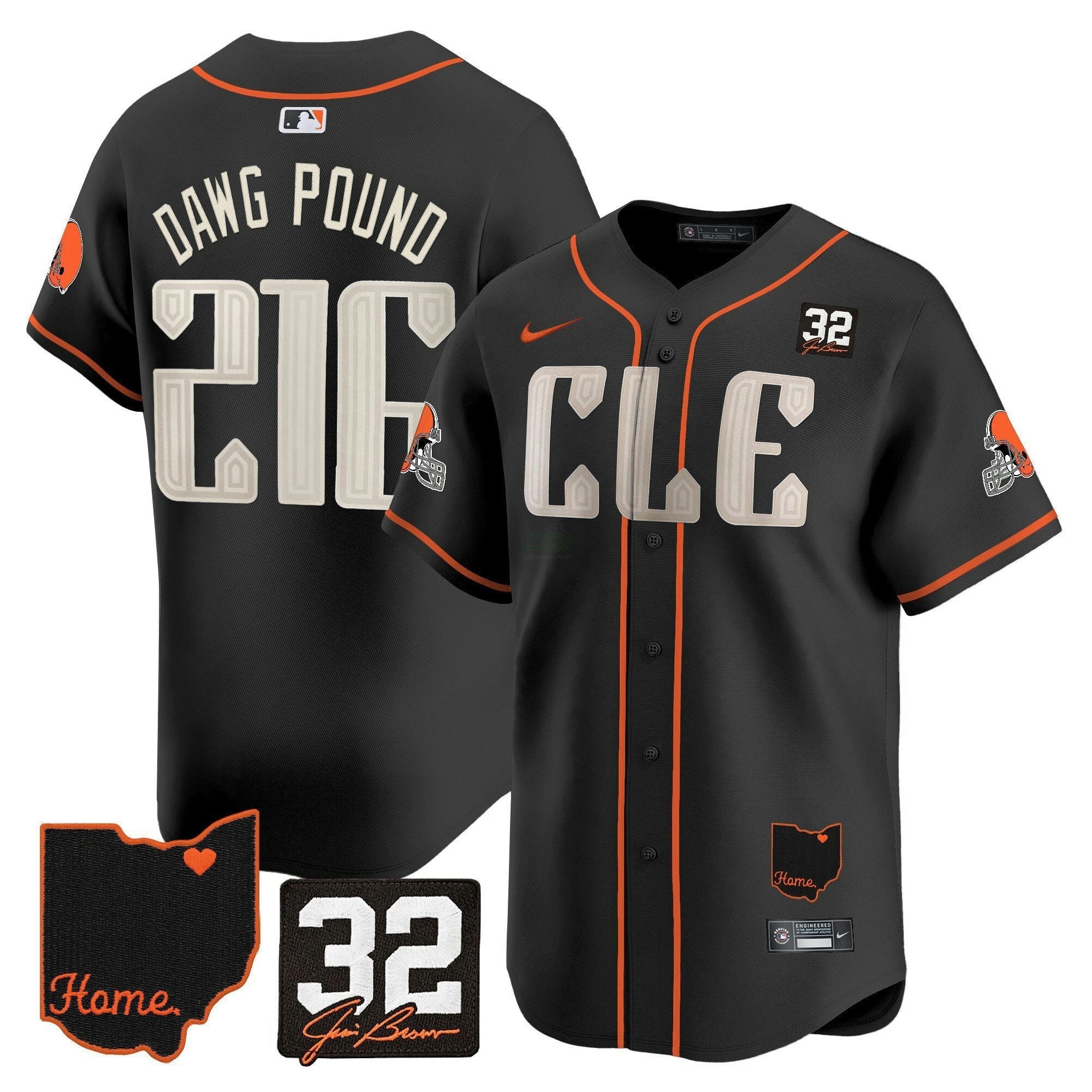 Camisa NFL Men’s Cleveland 2025 Jim Brown Memorial & Home Patch Vapor Premier Limited Jersey
