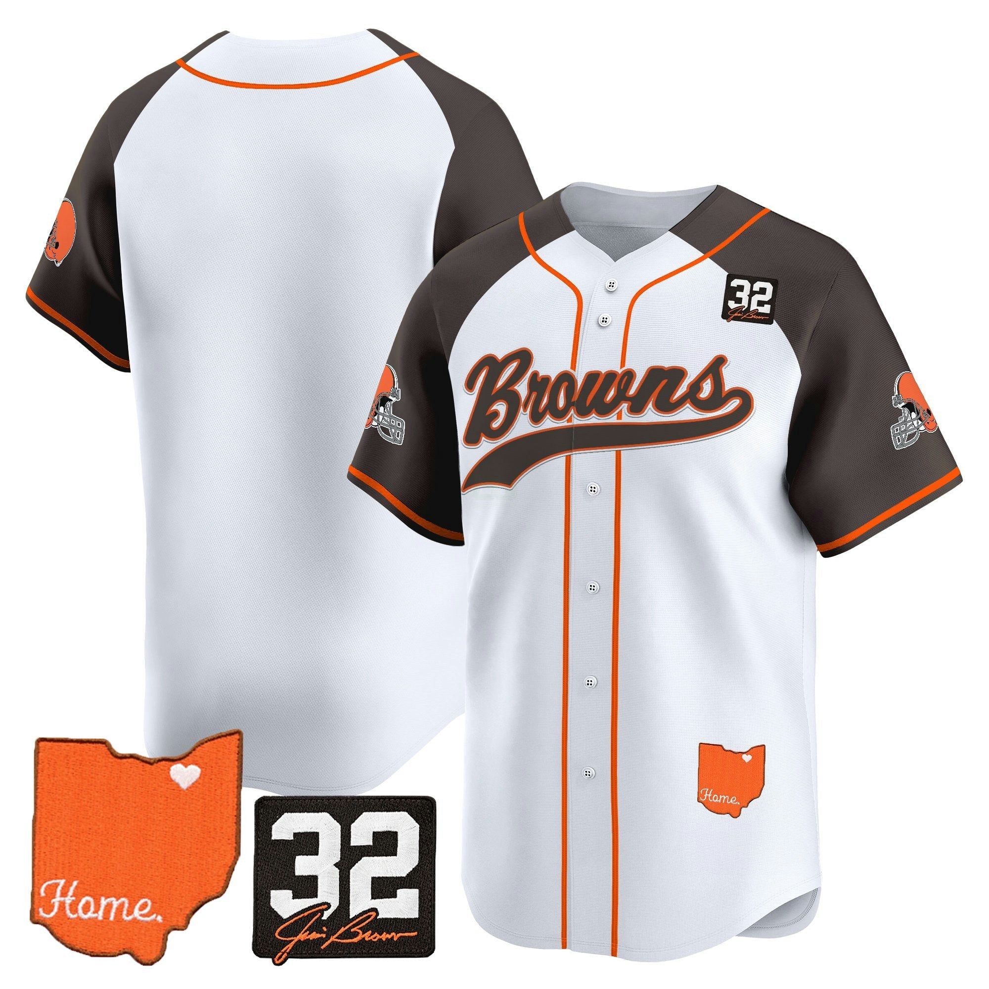 Camisa NFL Men’s Cleveland ‘#32 Jim Brown Memorial & Home Patch’ Vapor Jersey
