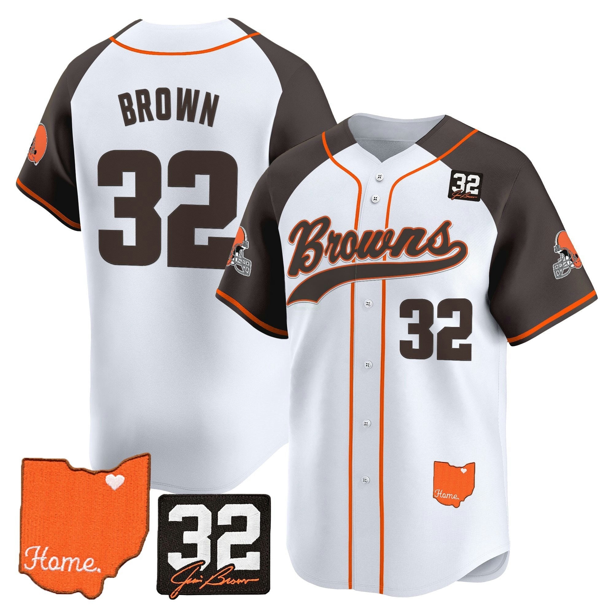 Camisa NFL Men’s Cleveland ‘#32 Jim Brown Memorial & Home Patch’ Vapor Jersey