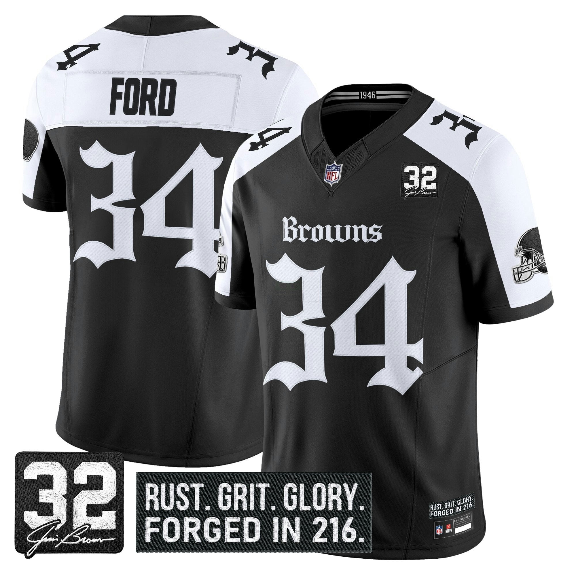 Camisa NFL Men’s Cleveland ‘Gothic Dawg Shadows Drop’ Vapor Limited Jersey