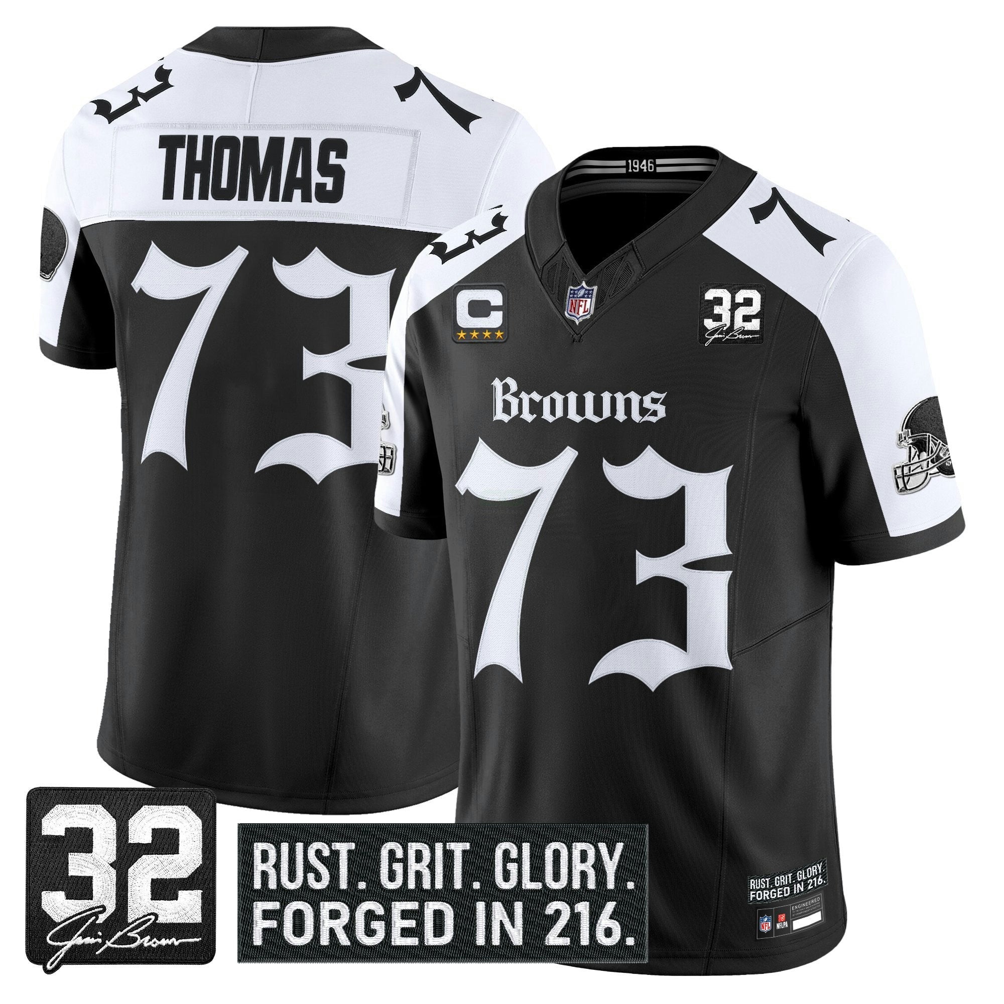 Camisa NFL Men’s Cleveland ‘Gothic Dawg Shadows Drop’ Vapor Limited Jersey