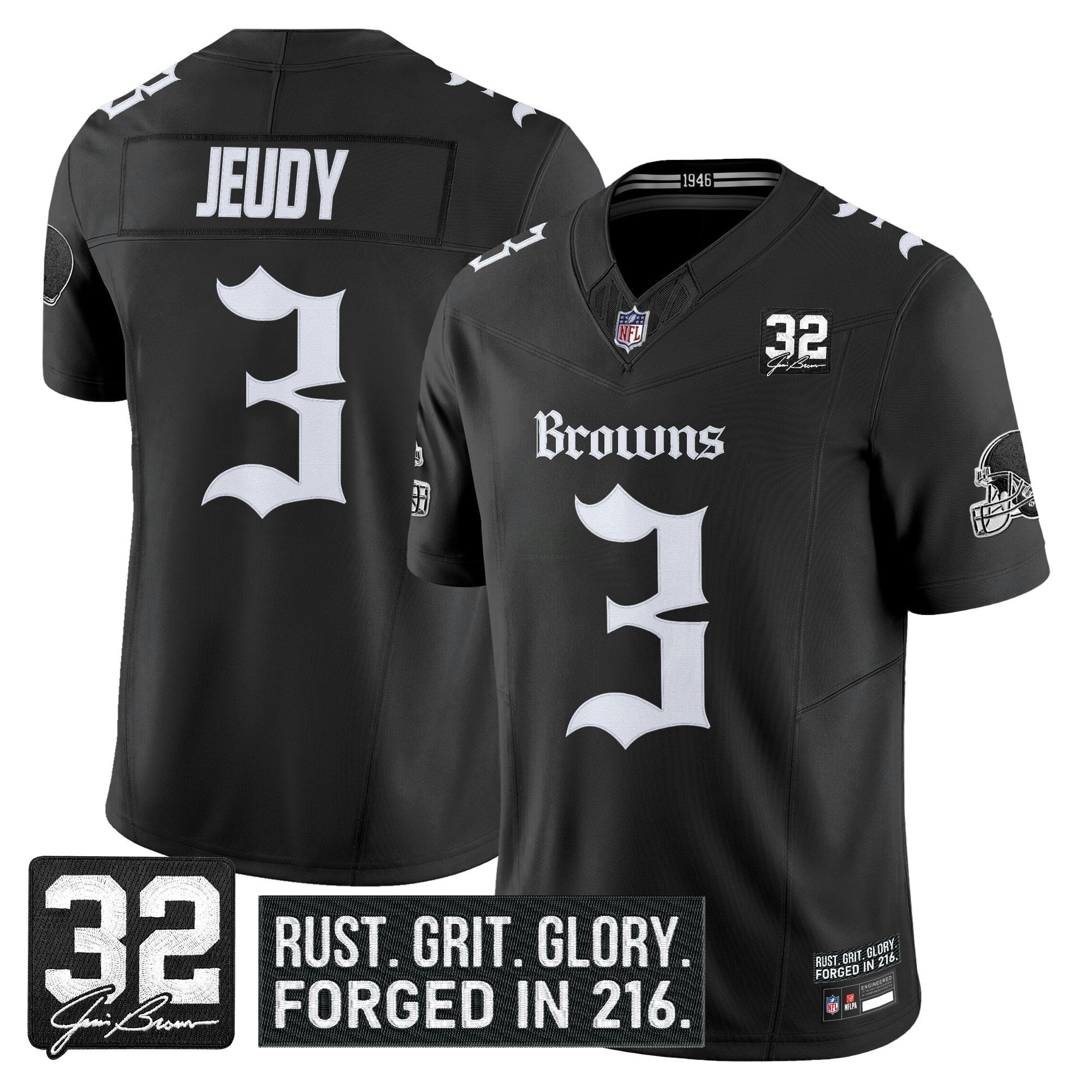 Camisa NFL Men’s Cleveland ‘Gothic Dawg Shadows Drop’ Vapor Limited Jersey