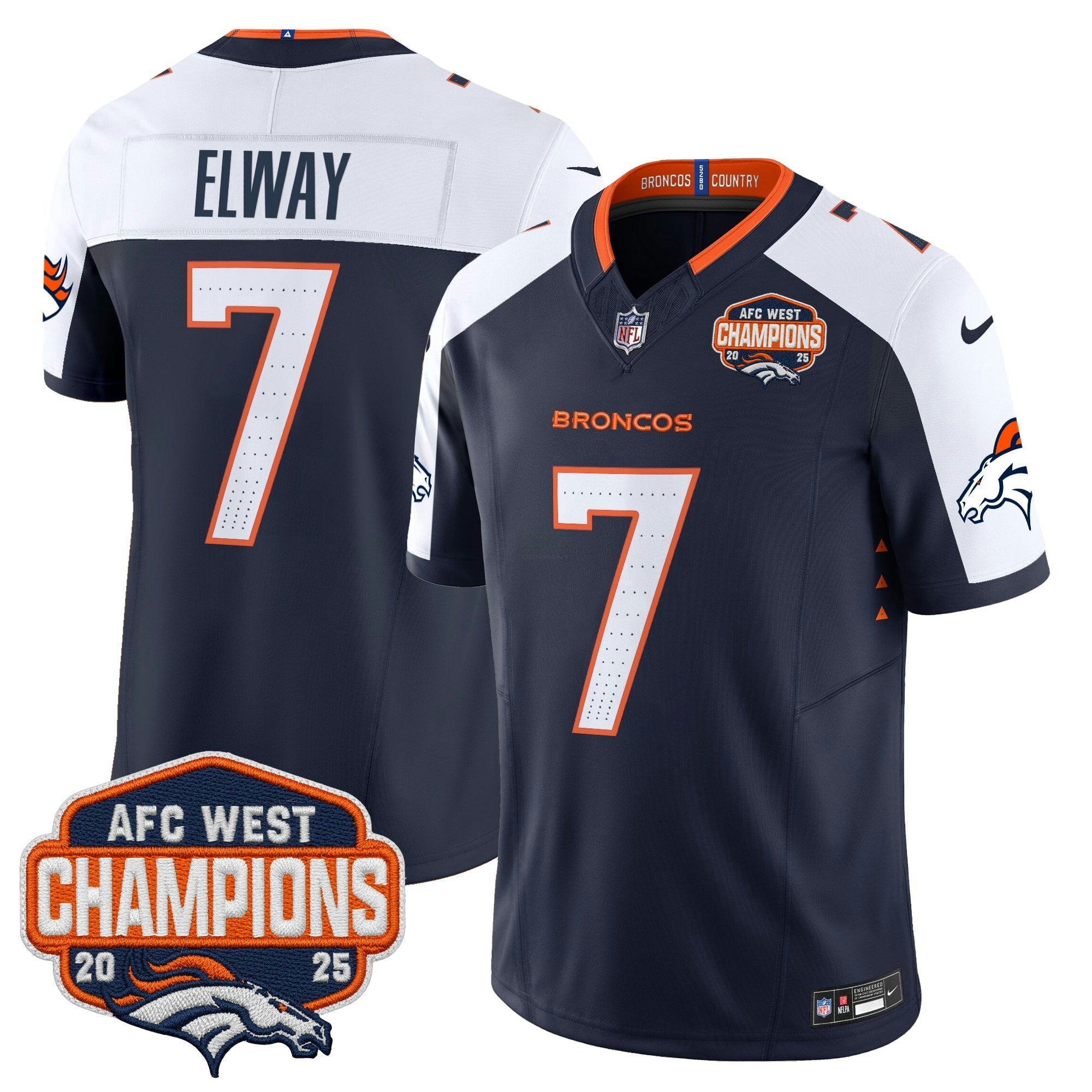 Camisa NFL Men’s Denver 2025 AFC West Division Champions Vapor Limited Jersey
