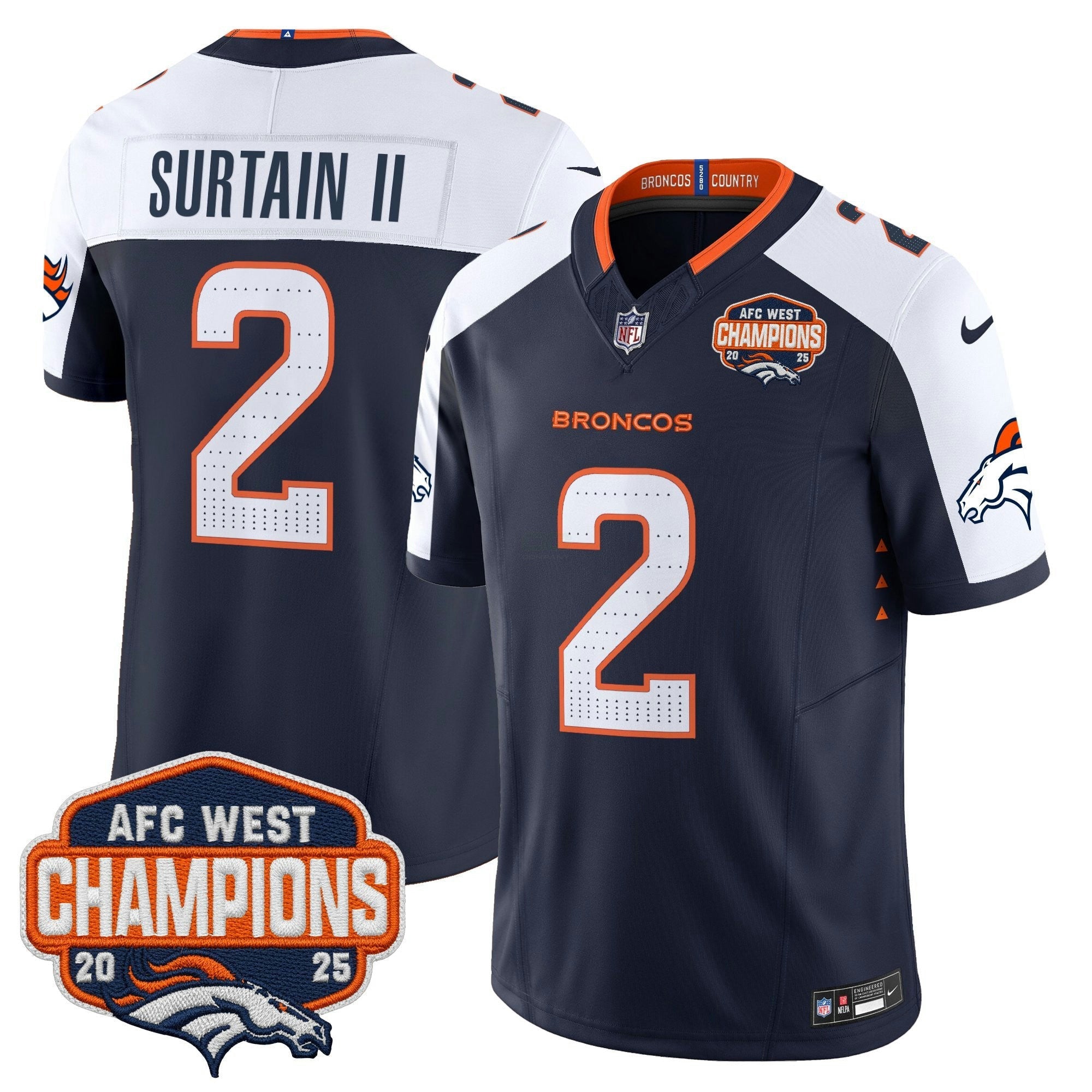 Camisa NFL Men’s Denver 2025 AFC West Division Champions Vapor Limited Jersey