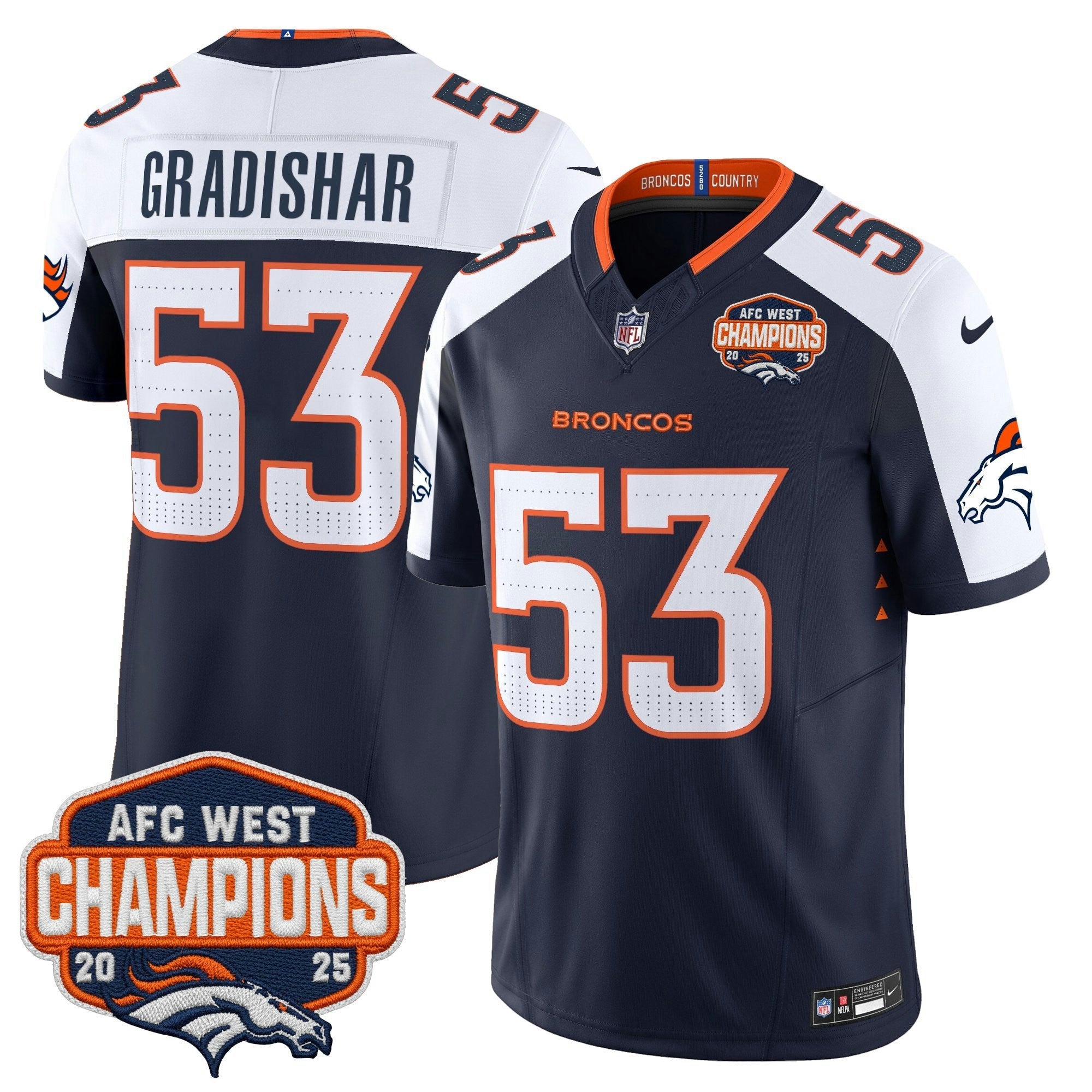 Camisa NFL Men’s Denver 2025 AFC West Division Champions Vapor Limited Jersey
