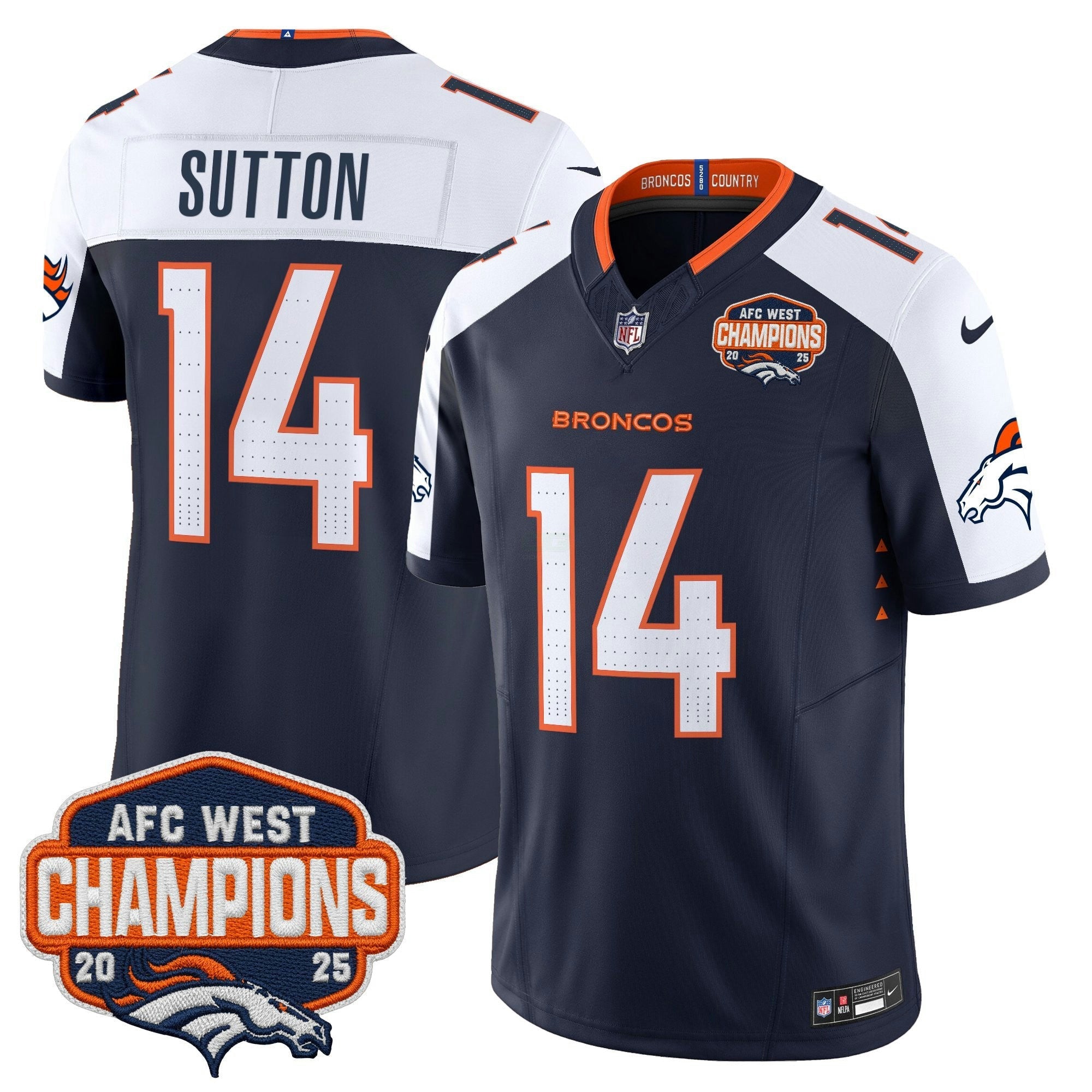 Camisa NFL Men’s Denver 2025 AFC West Division Champions Vapor Limited Jersey