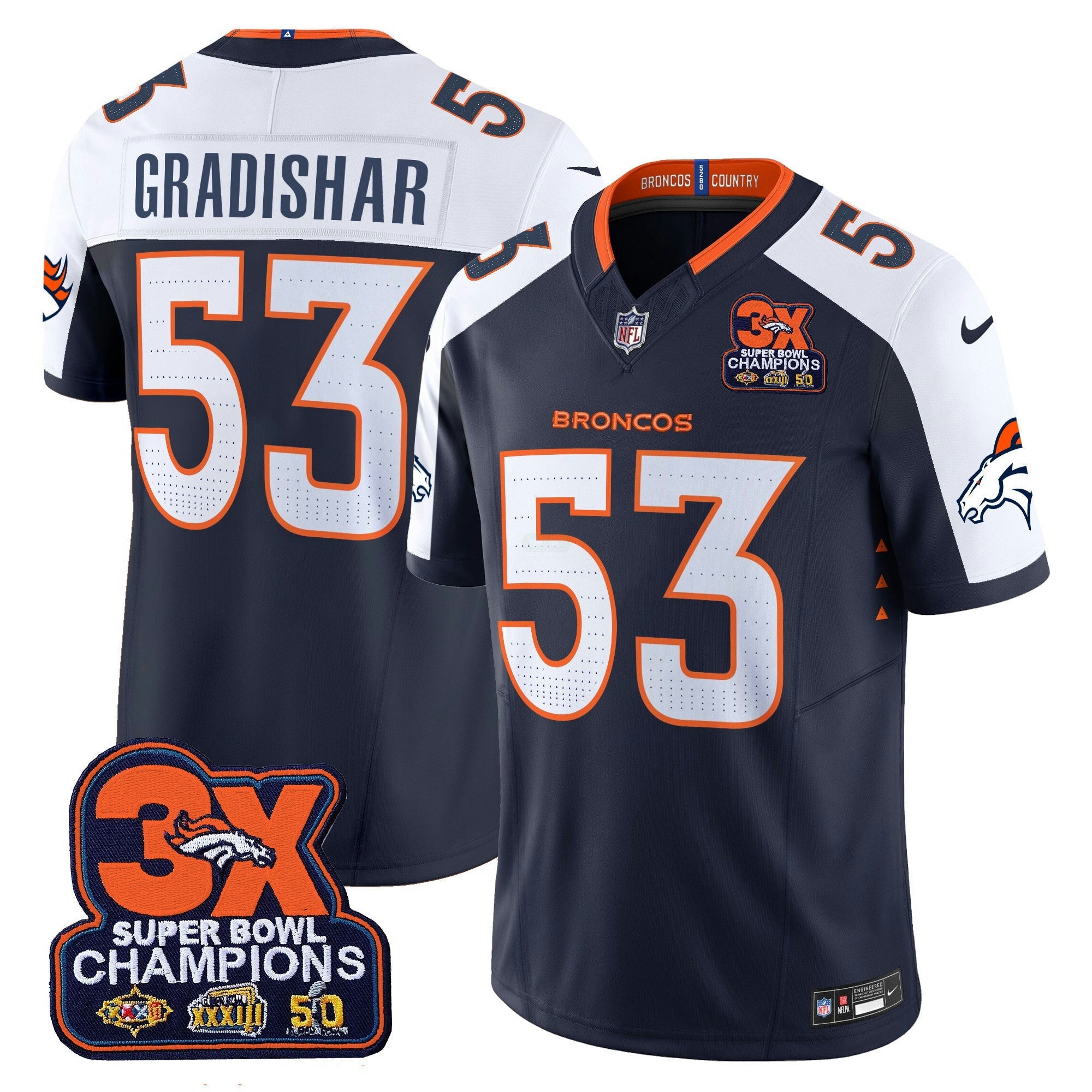 Camisa NFL Men’s Denver 3-Time Champions Patch Vapor Limited Jersey