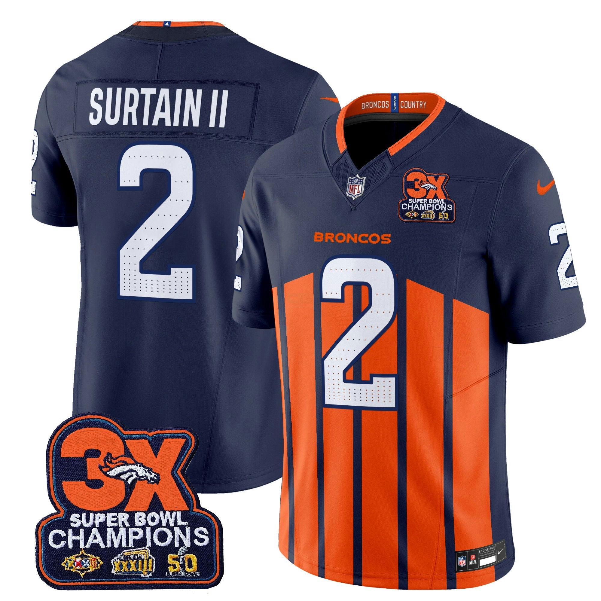 Camisa NFL Men’s Denver 3-Time Champions Patch Vapor Limited Jersey V2