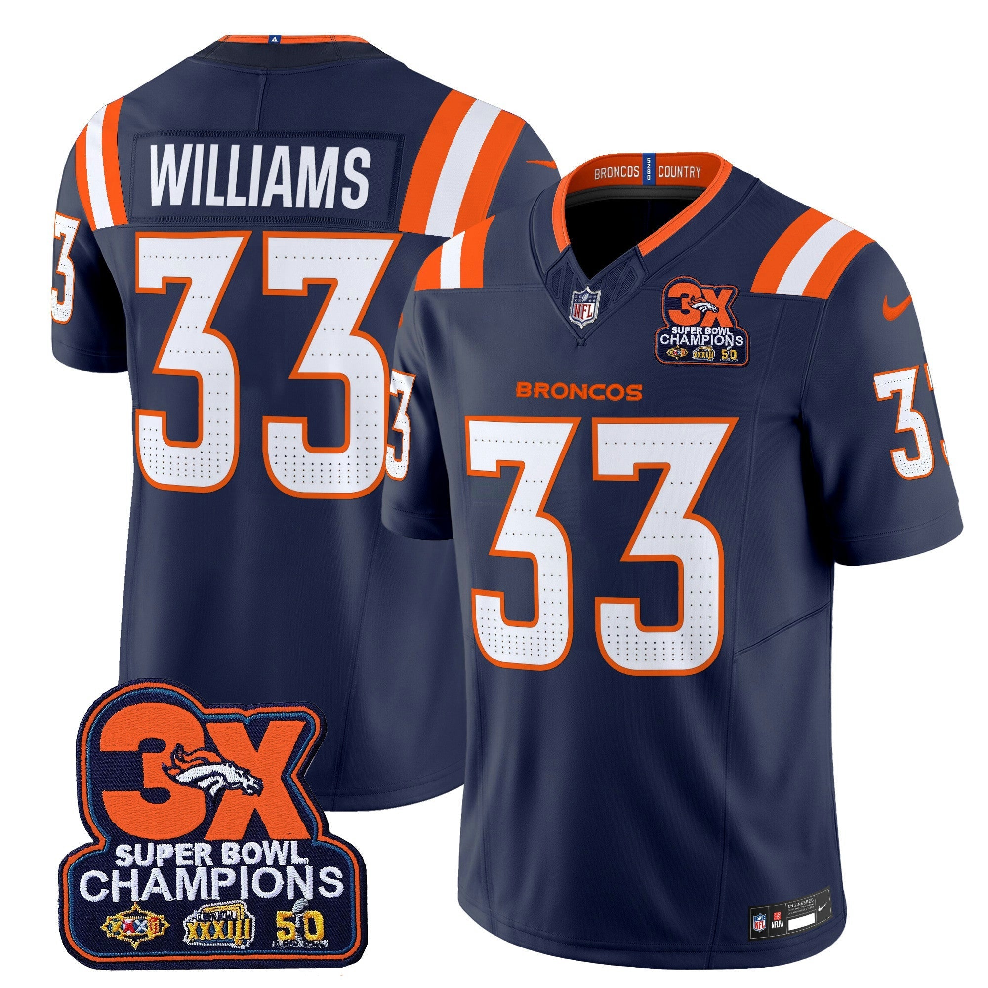 Camisa NFL Men’s Denver 3-Time Champions Patch Vapor Limited Jersey V2