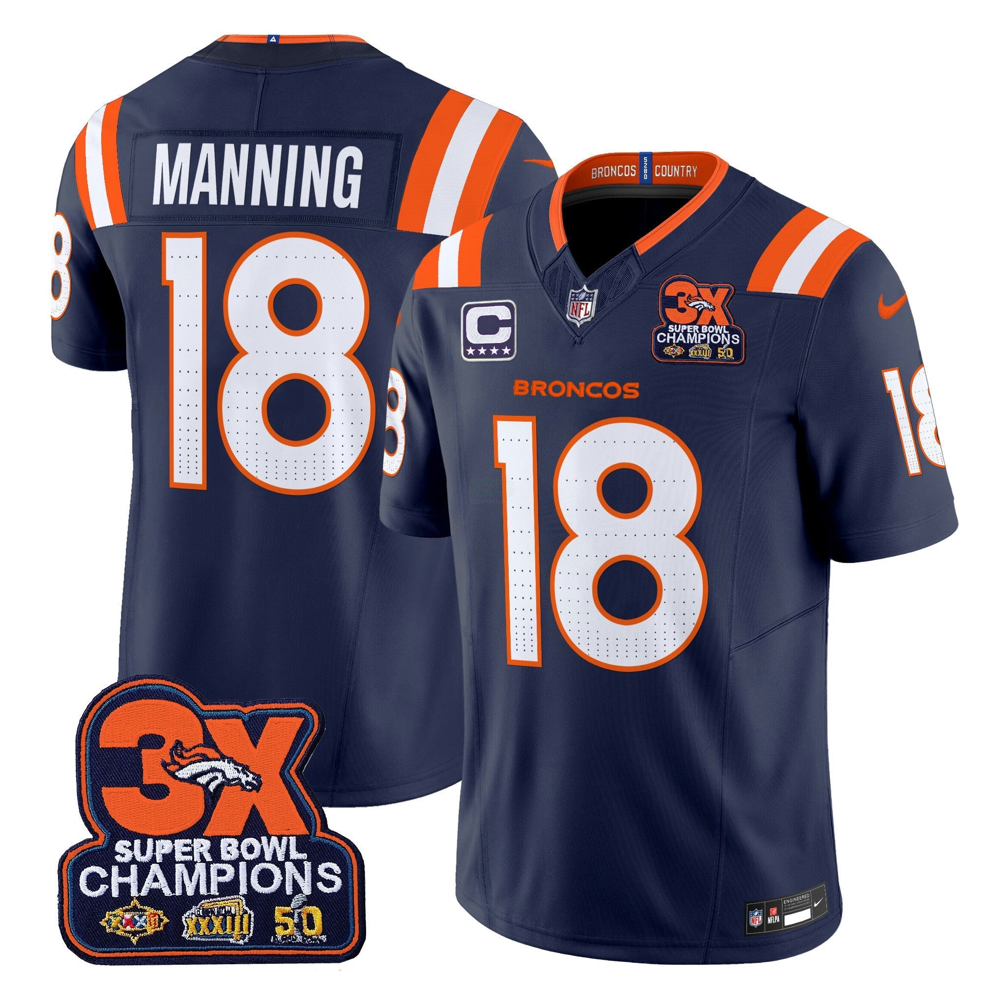 Camisa NFL Men’s Denver 3-Time Champions Patch Vapor Limited Jersey V2