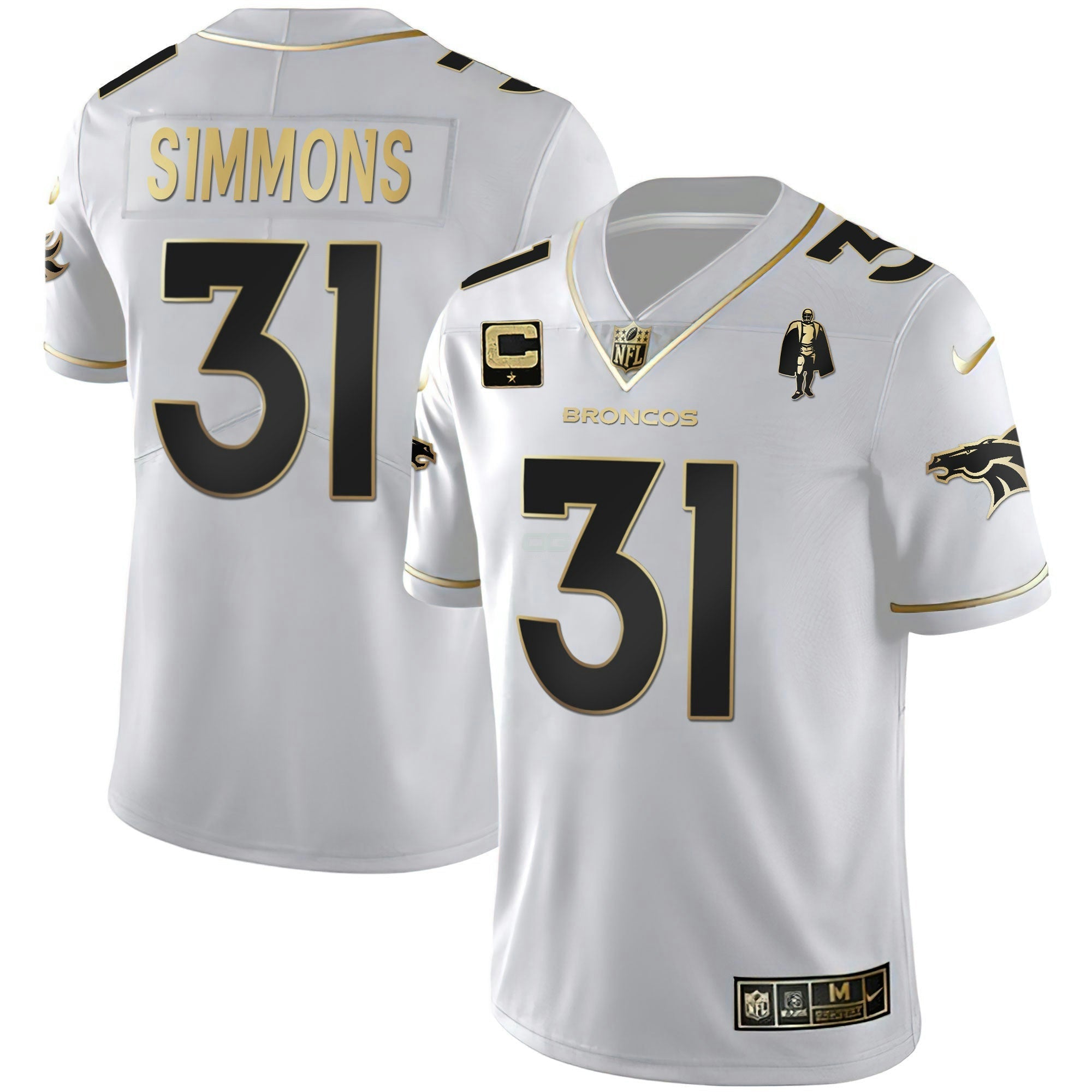 Camisa NFL Men’s Denver Branca Dourada and Preta Dourada Jersey