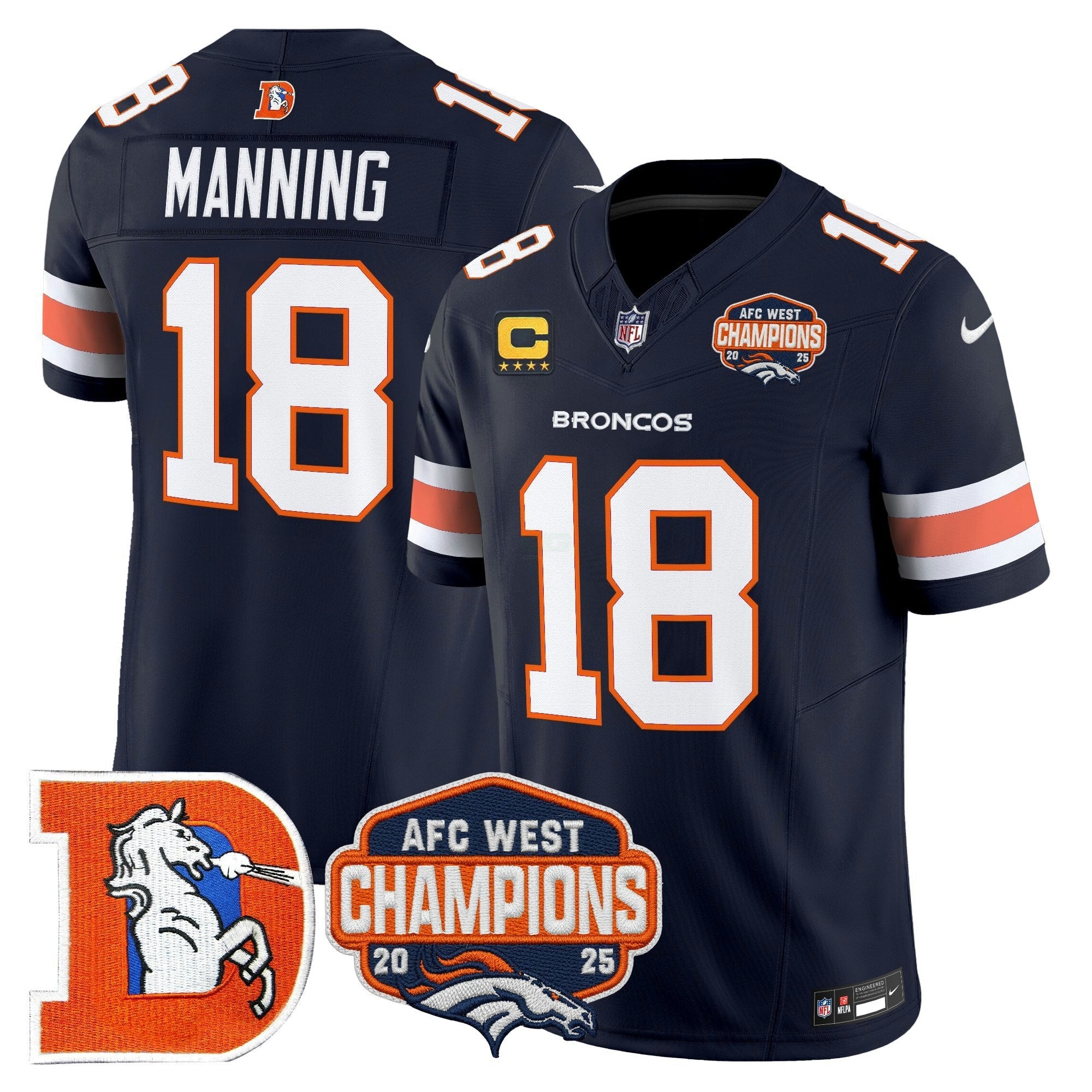 Camisa NFL Men’s Denver Throwback Vapor Limited Jersey – 2025 AFC West Division Champions Patch
