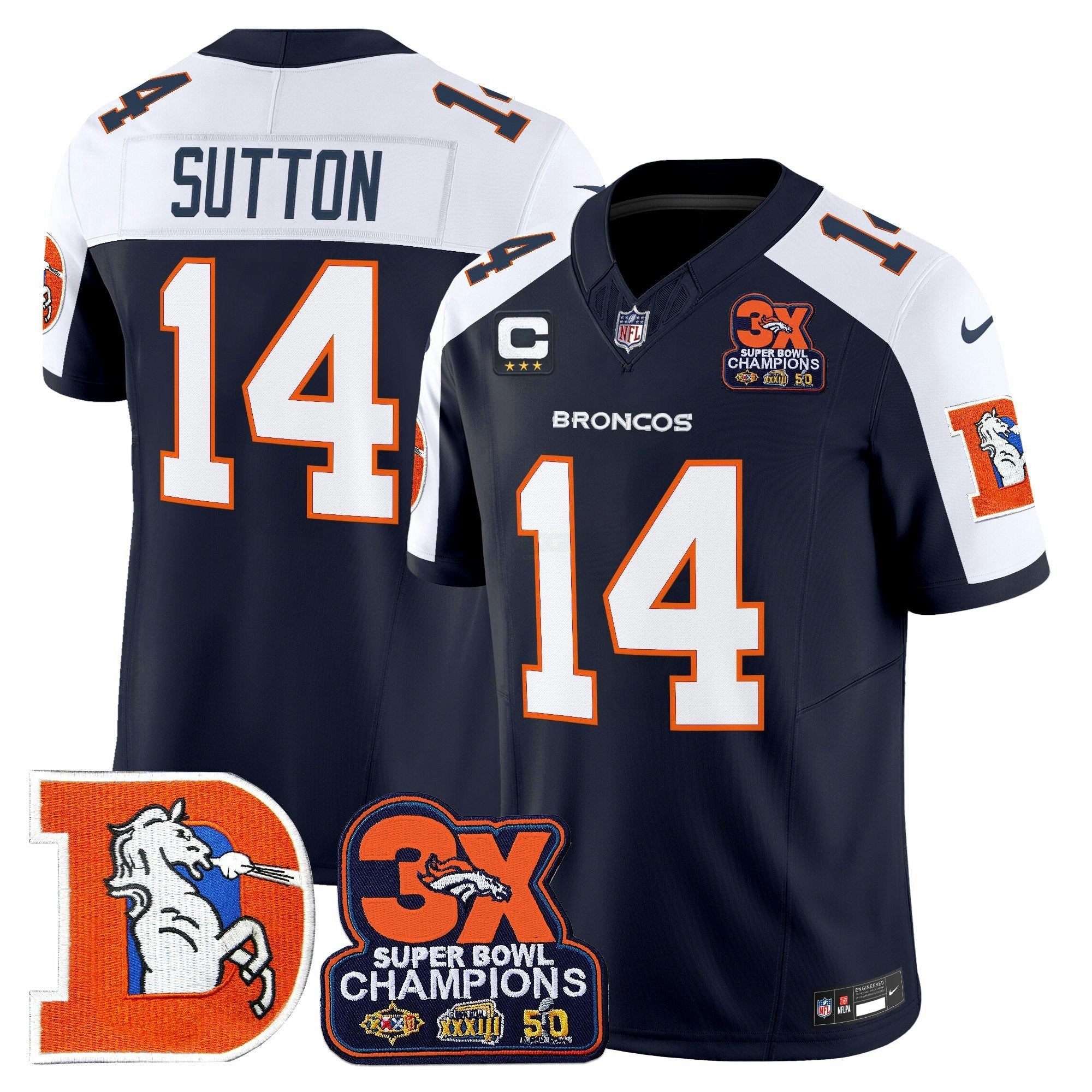 Camisa NFL Men’s Denver Throwback Vapor Limited Jersey – 3-Time Champions Patch