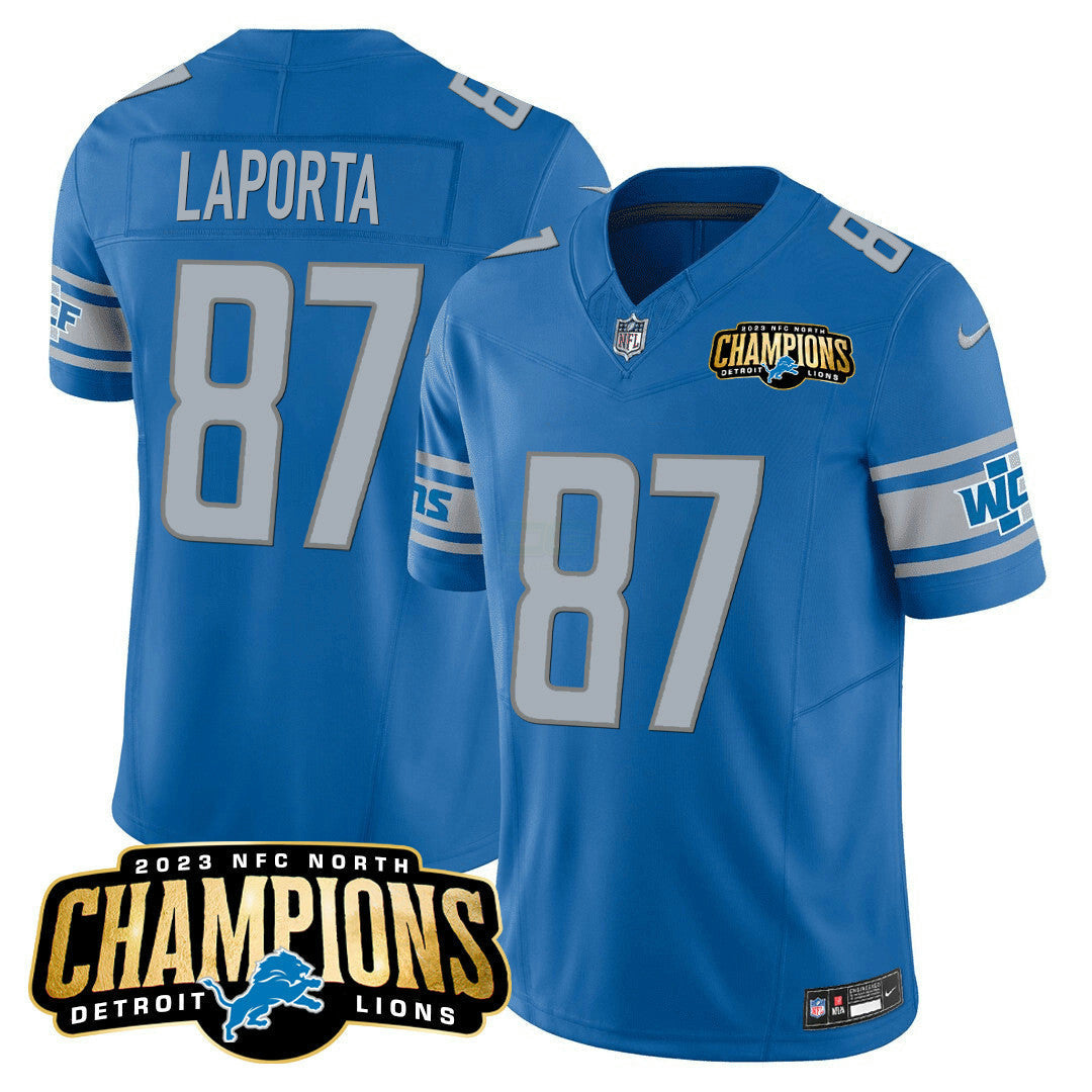Camisa NFL Men’s Detroit 2023 NFC North Champions Patch Vapor Jersey