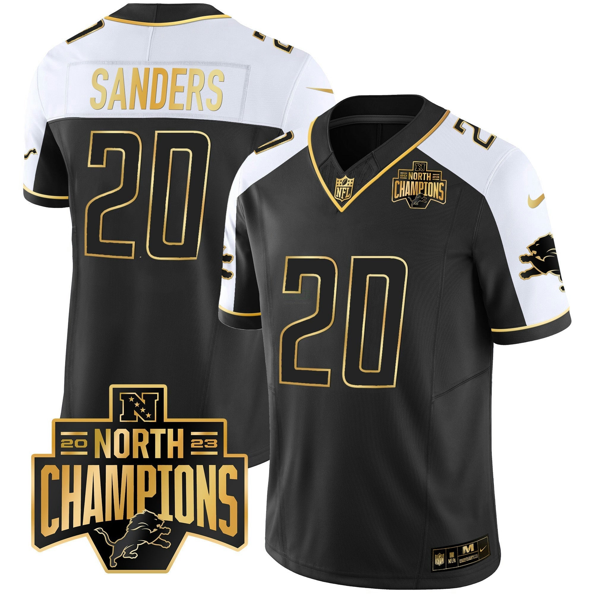 Camisa NFL Men’s Detroit 2023 NFC North Division Champions Patch Vapor Dourada Jersey