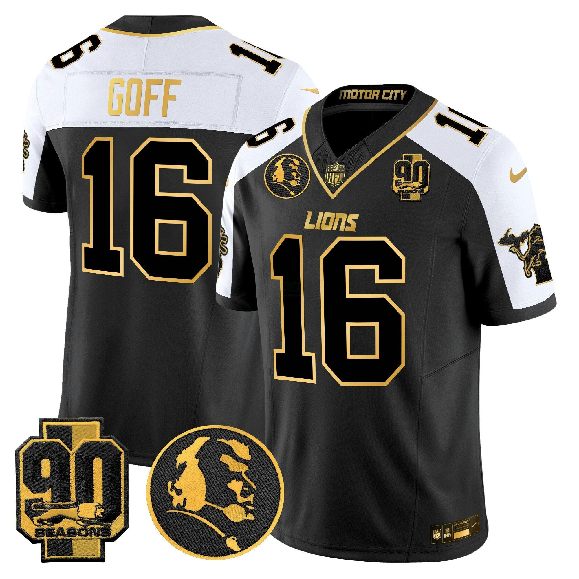 Camisa NFL Men’s Detroit 2024 90th & John Madden Patch Dourada Vapor Limited Jersey
