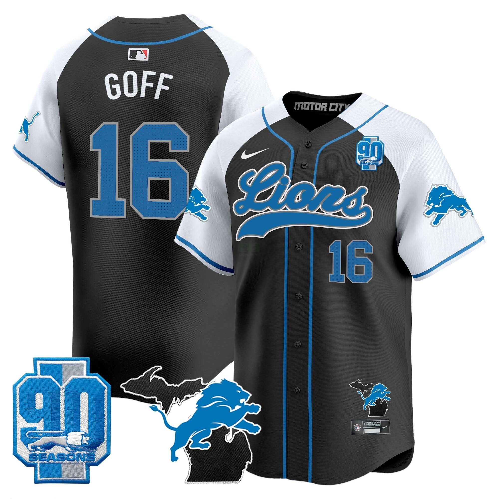 Camisa NFL Men’s Detroit 2024 Michigan & 90th Season Patch Jersey