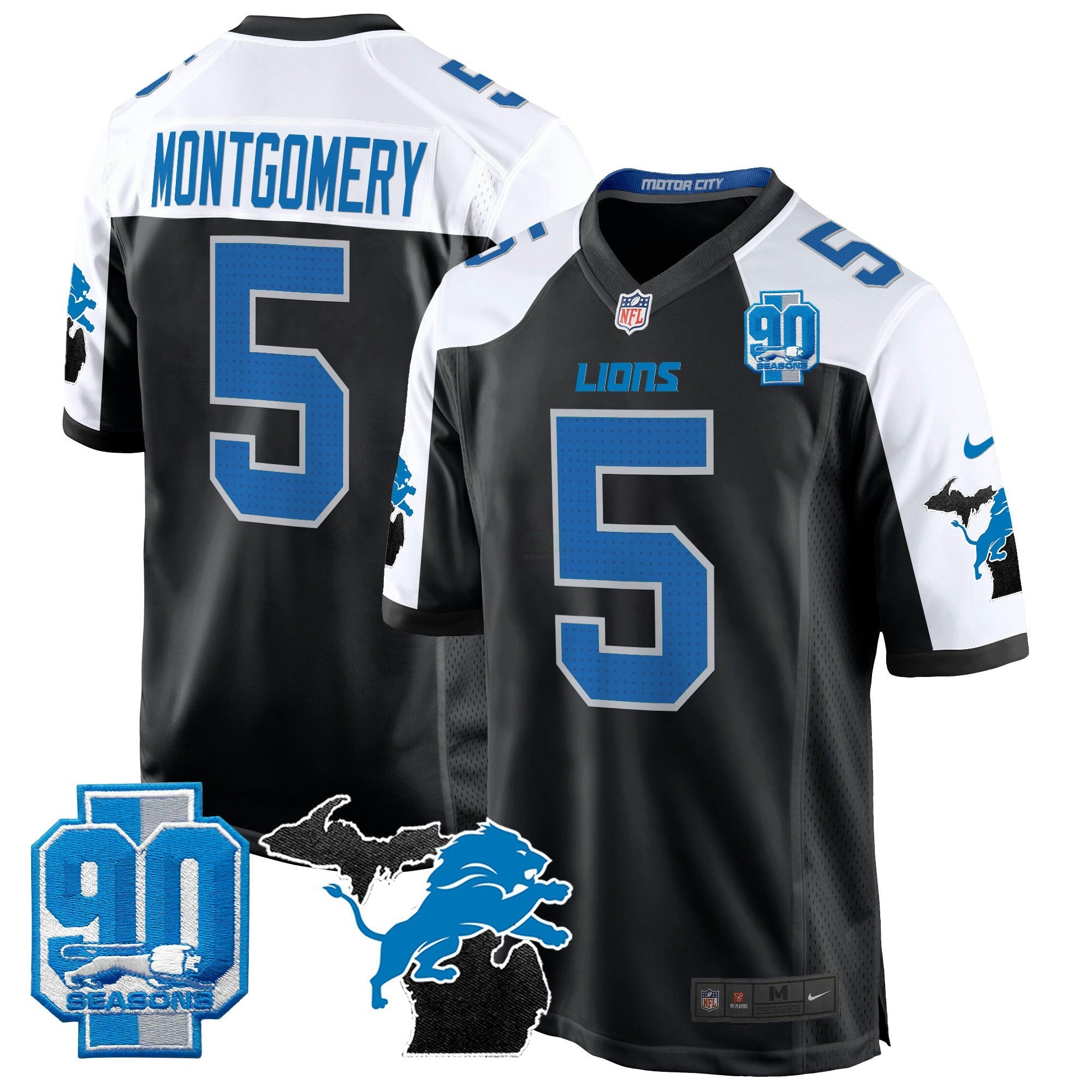 Camisa NFL Men’s Detroit 2024 Michigan & 90th Year Patch Game Jersey