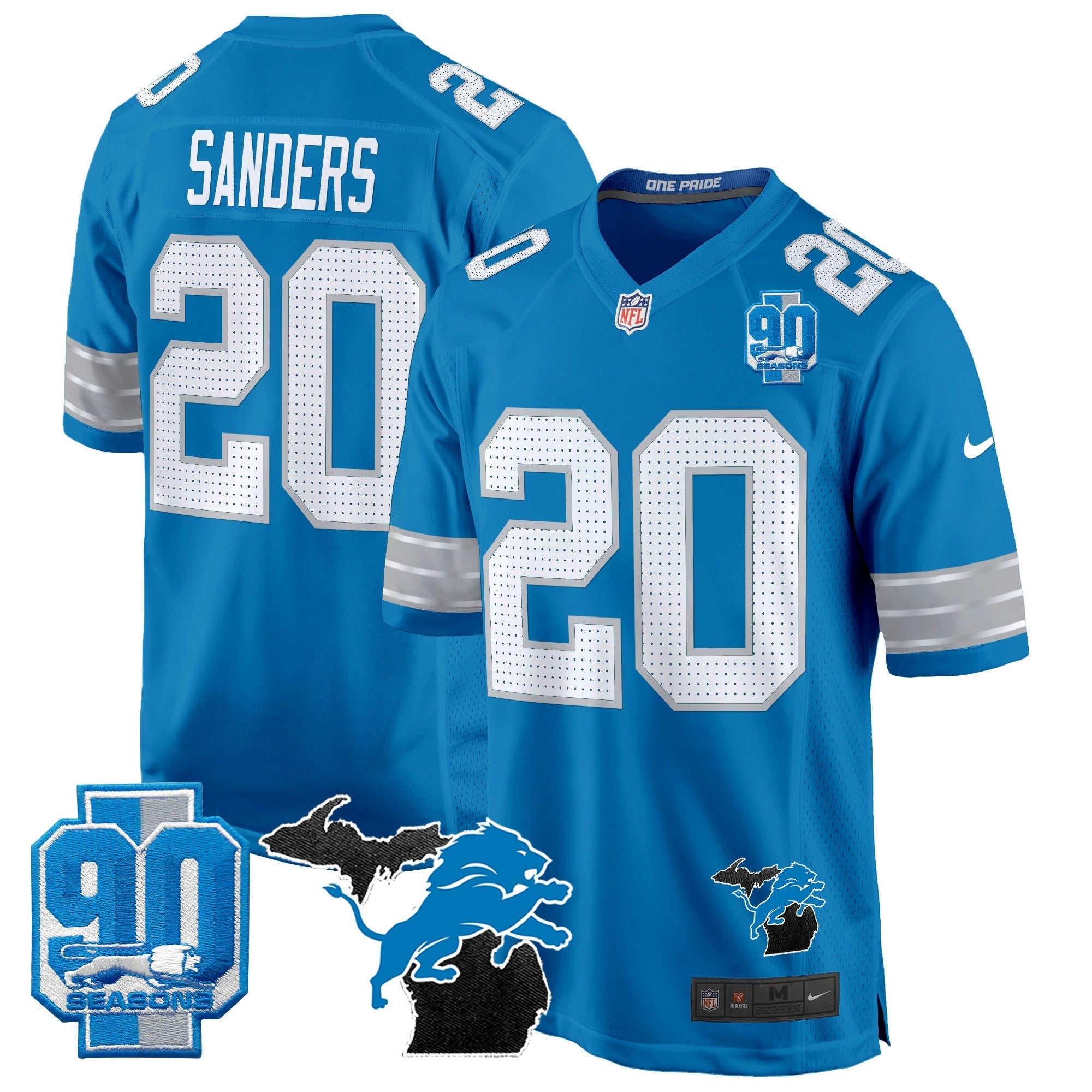 Camisa NFL Men’s Detroit 2024 Michigan & 90th Year Patch Game Jersey