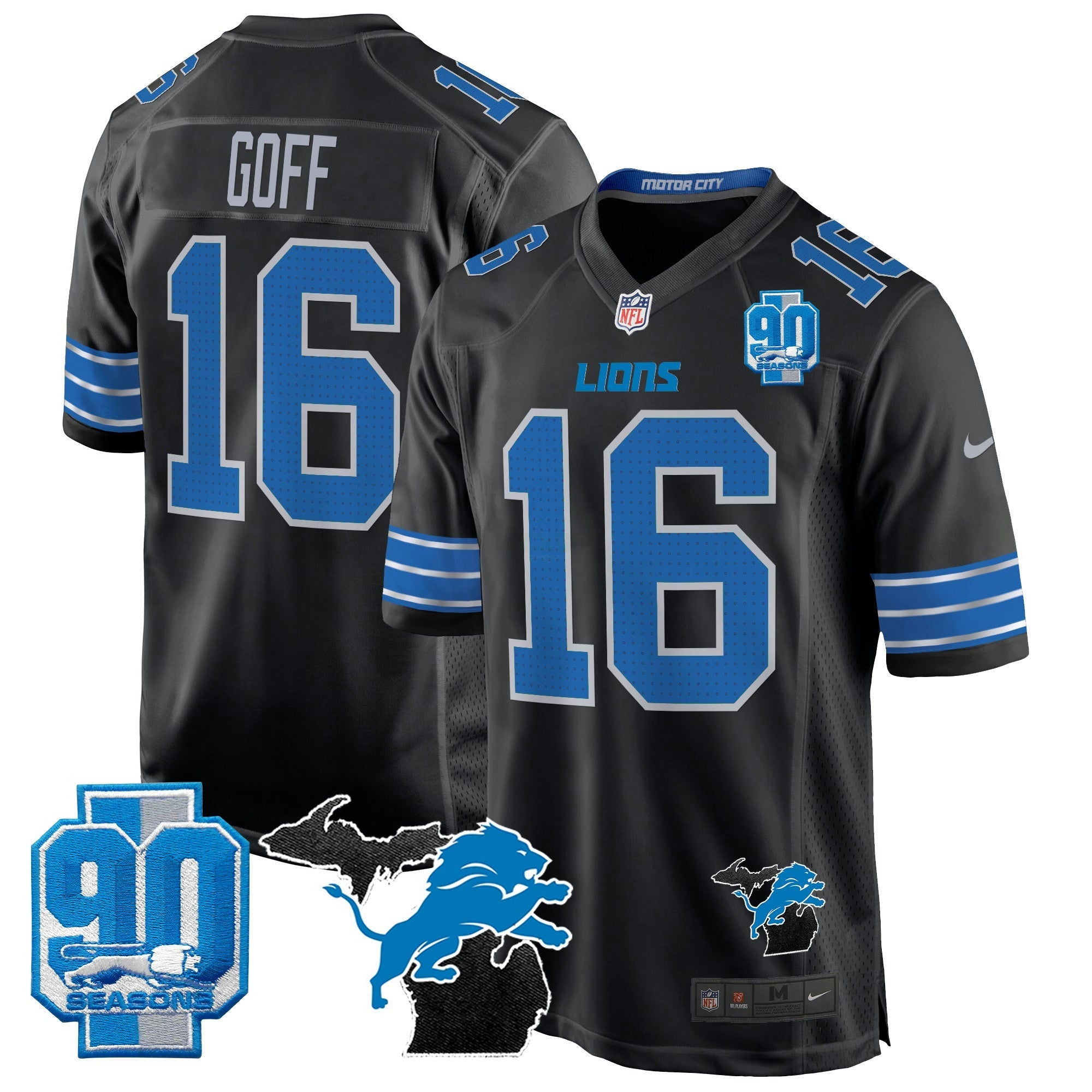 Camisa NFL Men’s Detroit 2024 Michigan & 90th Year Patch Game Jersey