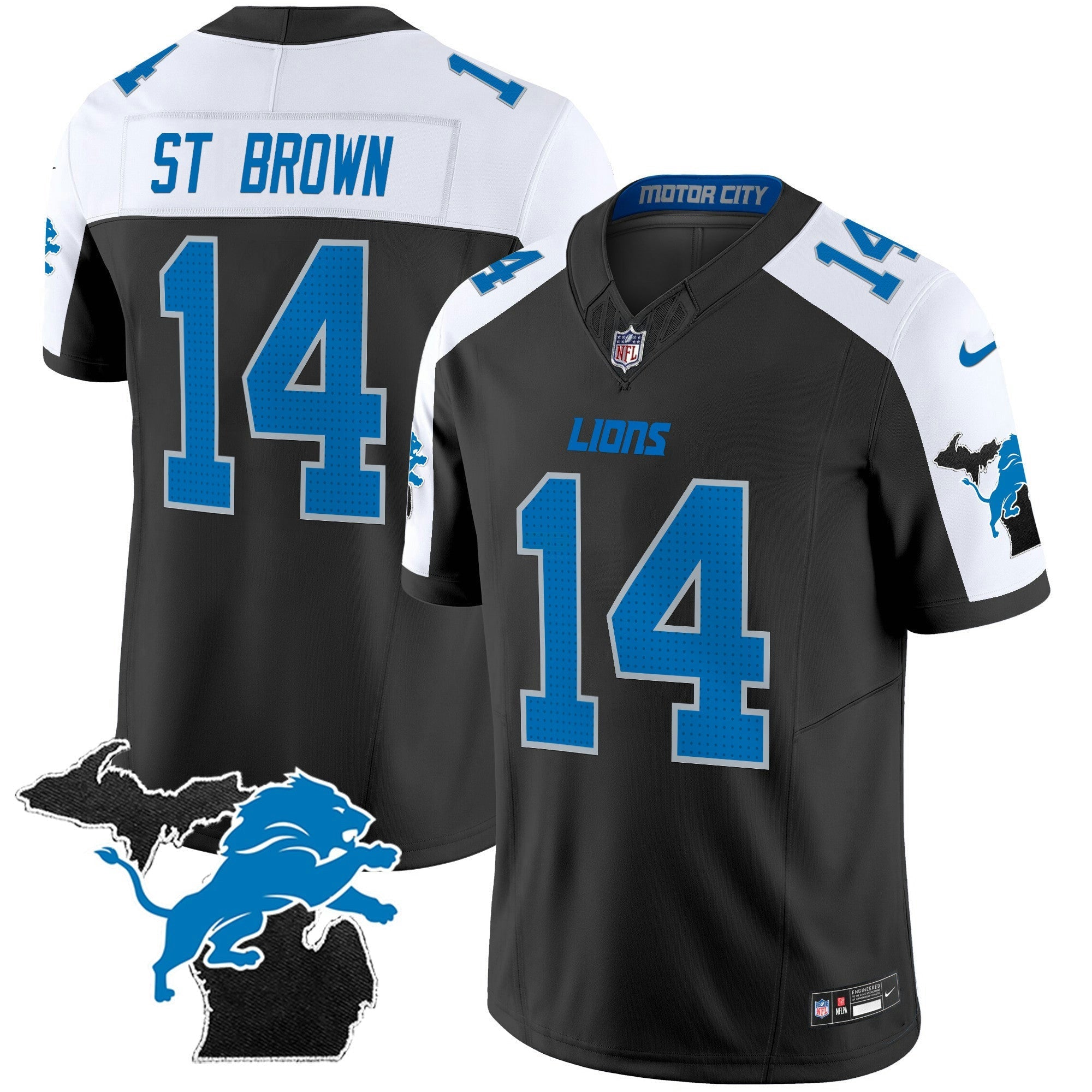 Camisa NFL Men’s Detroit 2024 Michigan Patch Vapor Limited Jersey